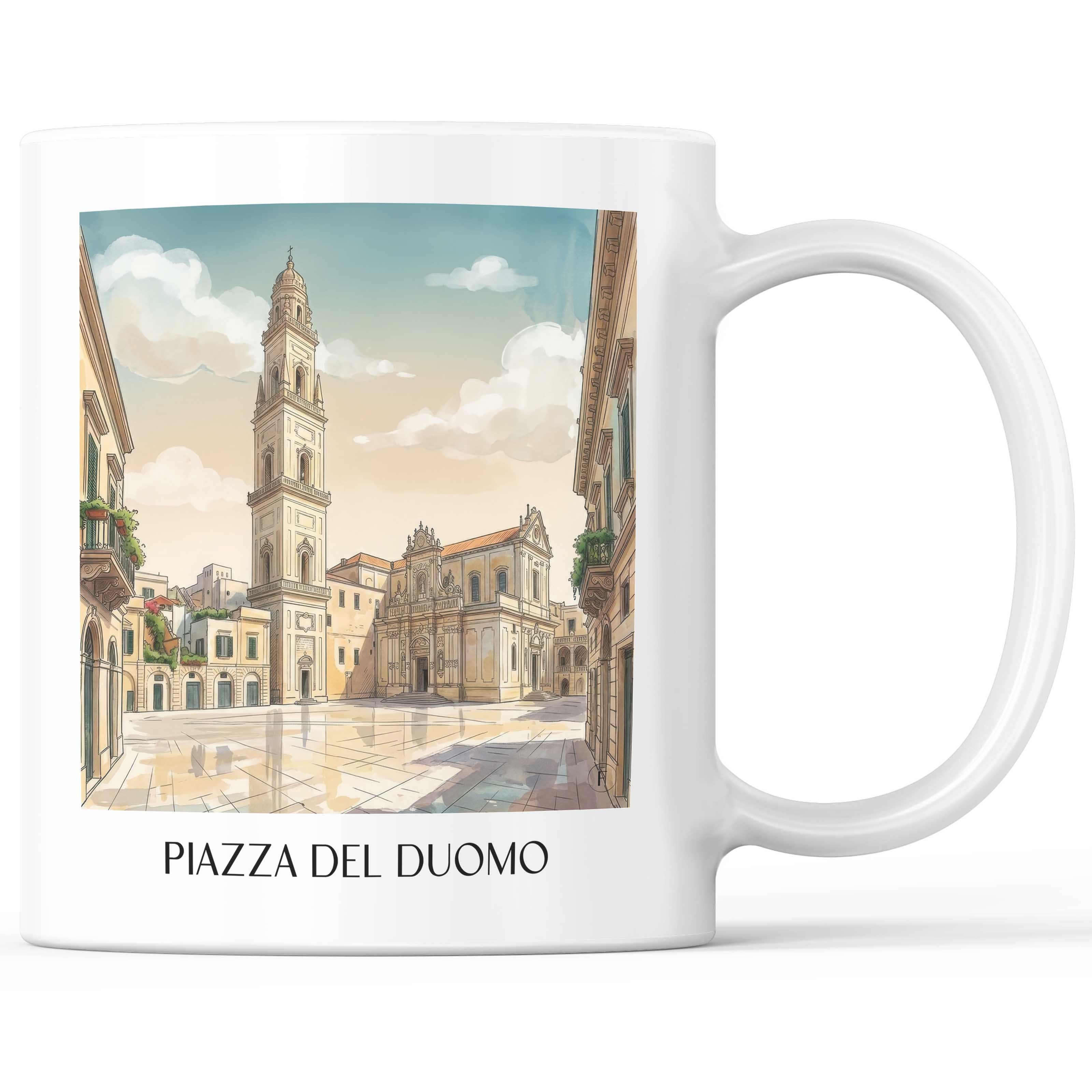 Piazza del Duomo Kaffeebecher - Lecce - Italien Becher - Kaffeetasse im Aquarell Stil