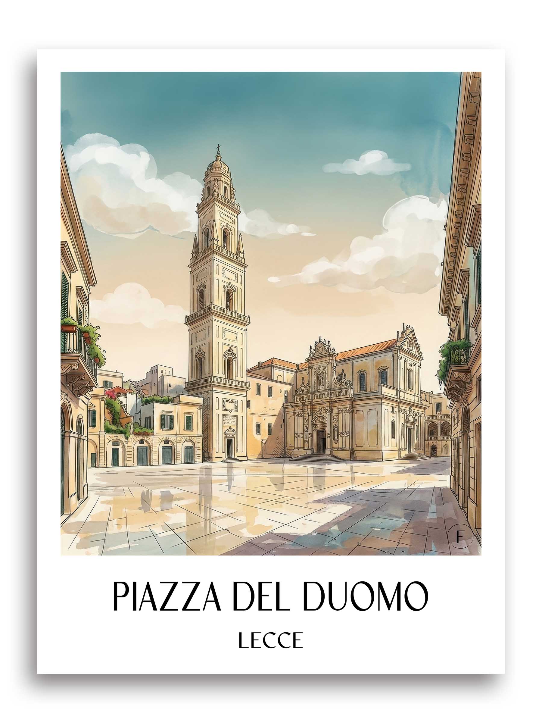 Piazza del Duomo Poster - Lecce - Italien Kunstdruck - Aquarell von A4 bis A1