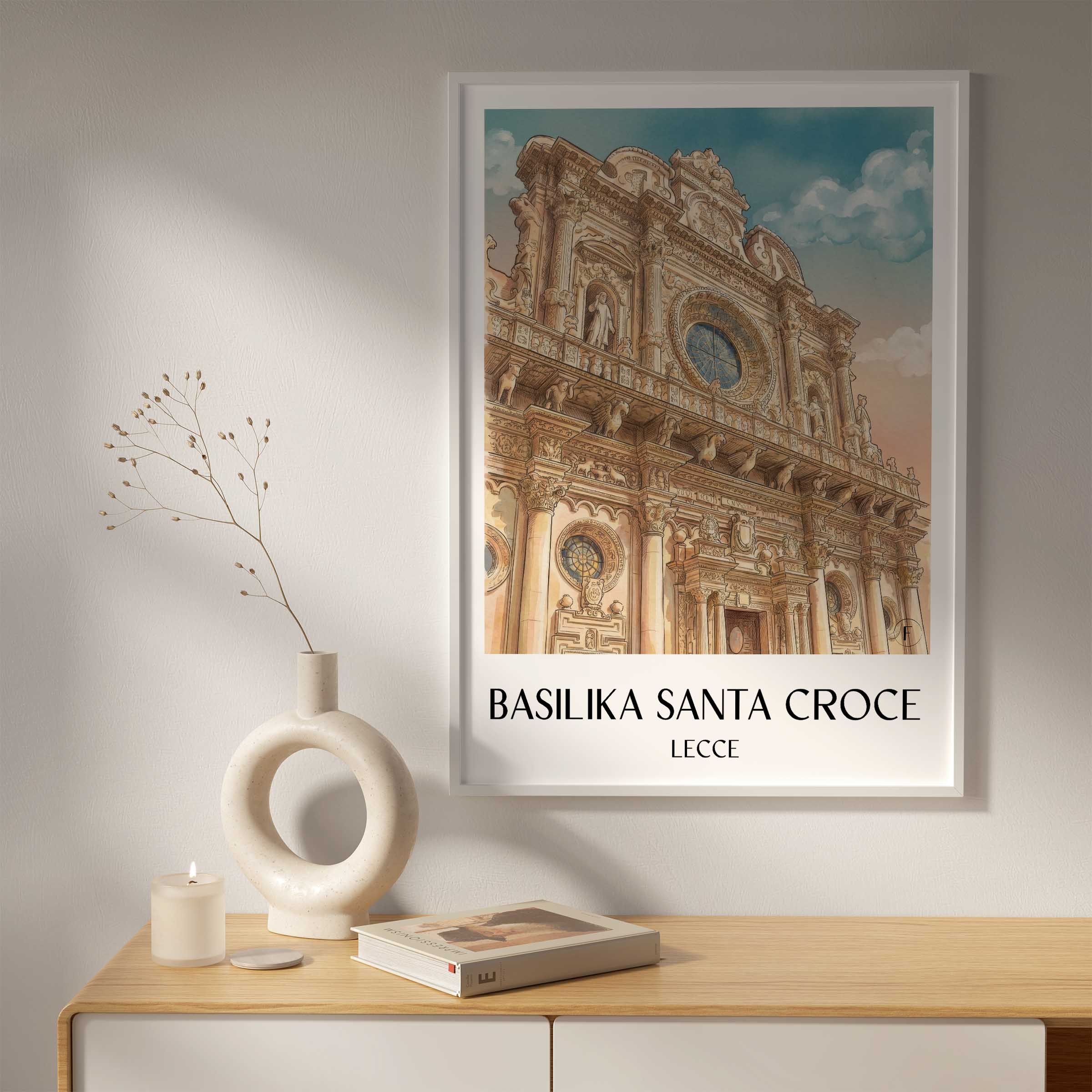 basilika-santa-croce-lecce-italien-poster-aquarell