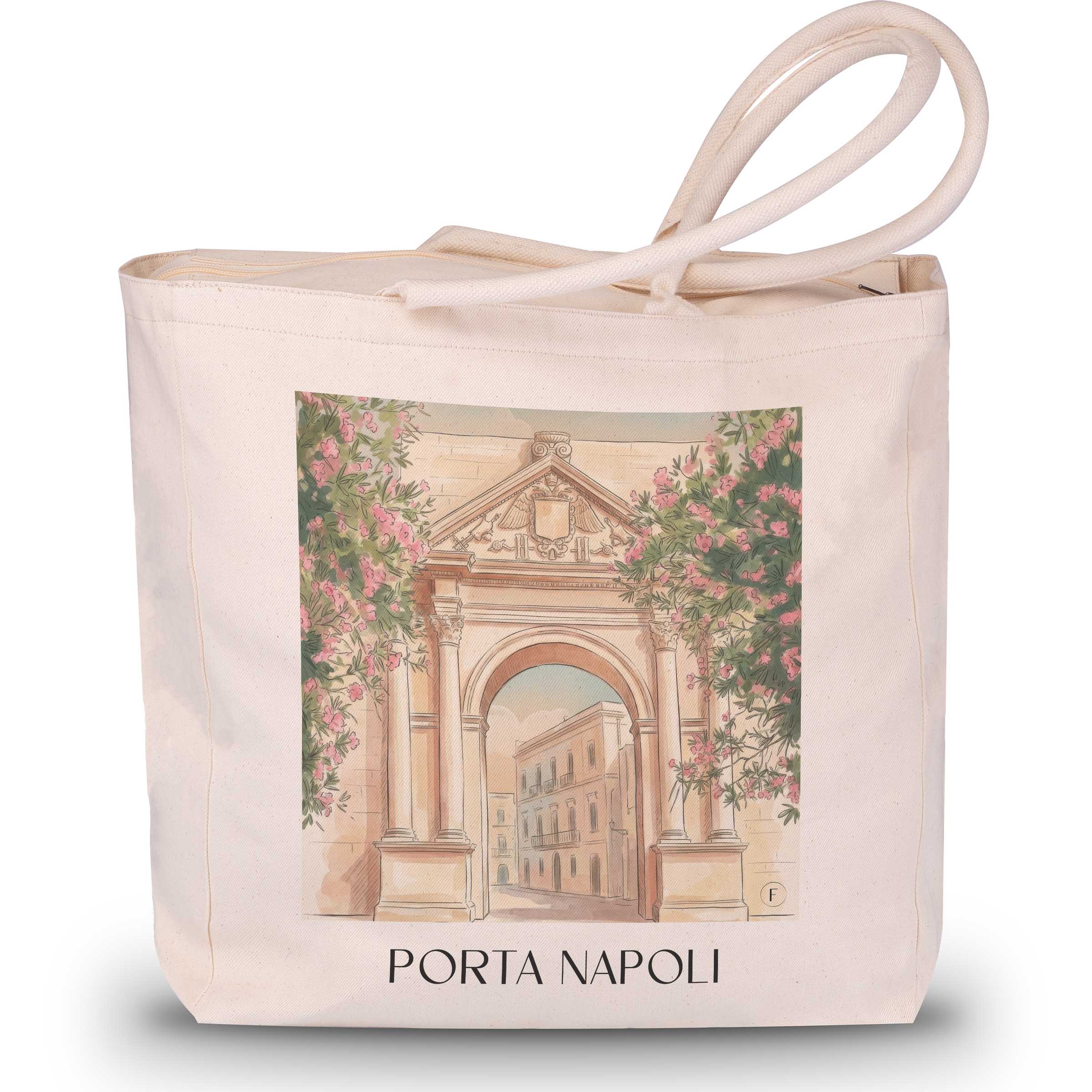 Porta Napoli Shopping Tasche - Lecce - Italien Tote Bag - Einkaufstasche im Aquarell Stil