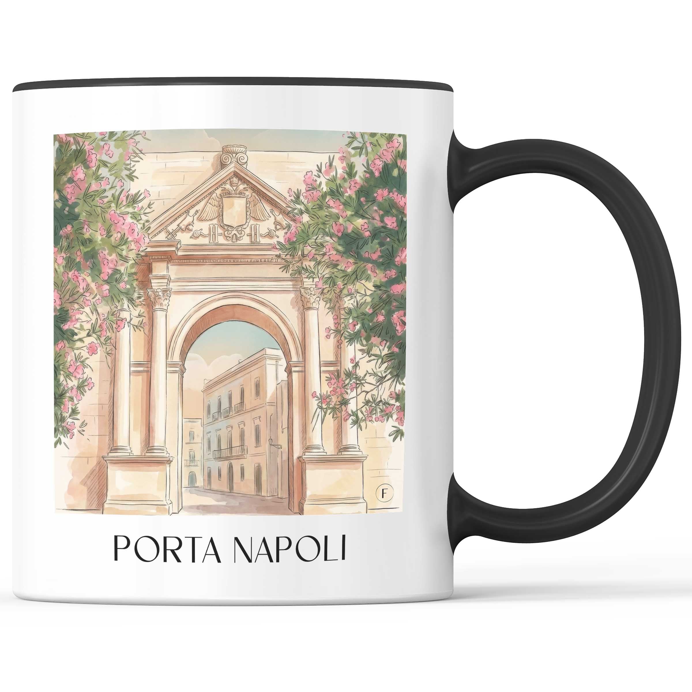 Porta Napoli Kaffeebecher - Lecce - Italien Becher - Kaffeetasse im Aquarell Stil