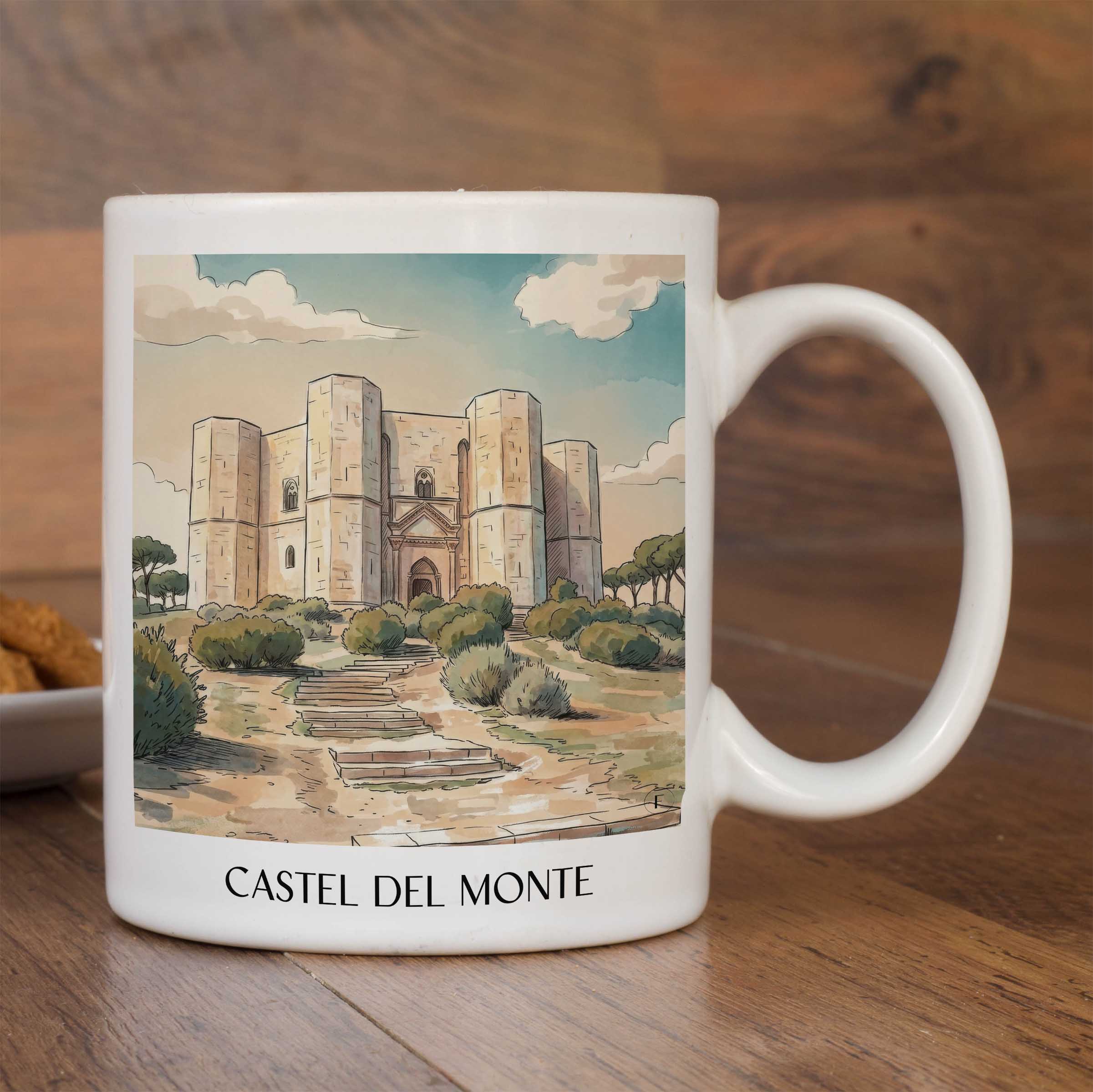 castel-del-monte-apulien-italien-kaffeebecher-aquarell