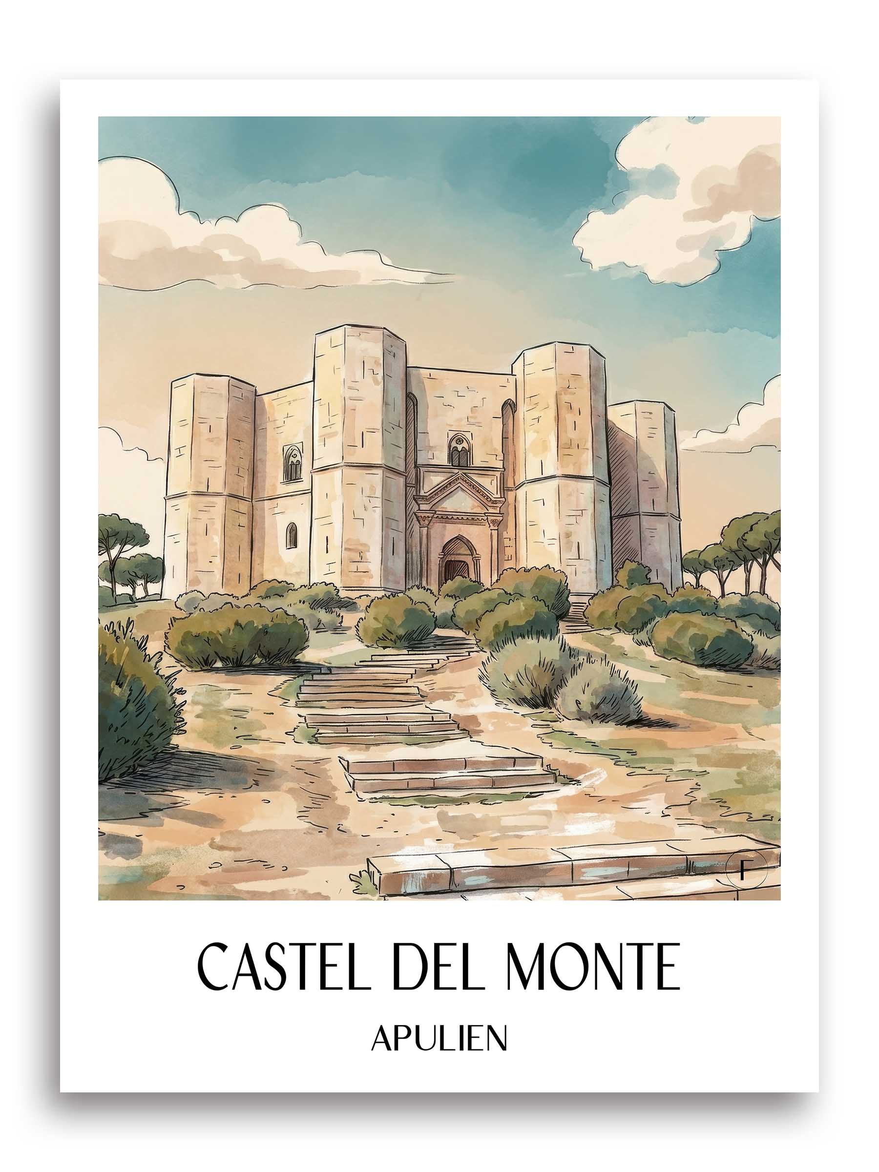 castel-del-monte-apulien-italien-poster-aquarell