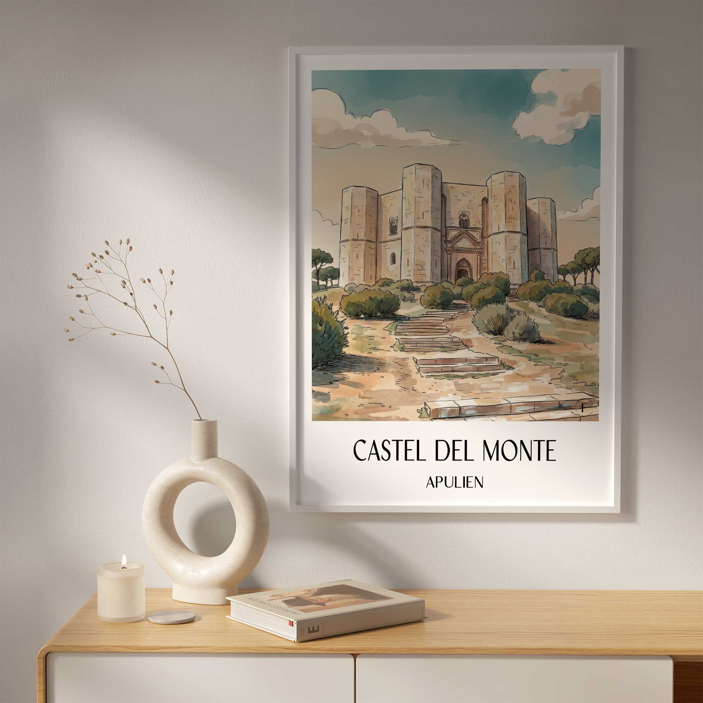castel-del-monte-apulien-italien-poster-aquarell