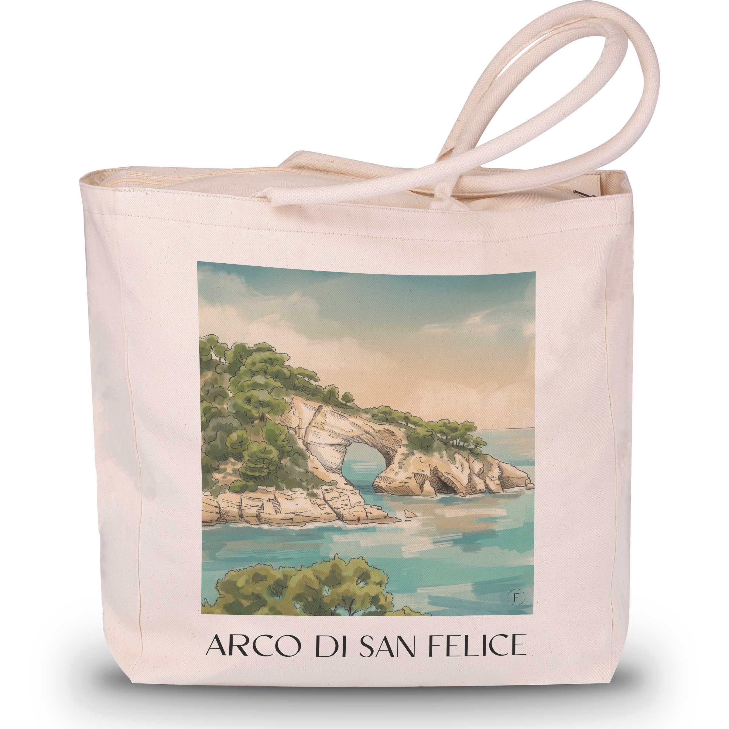 arco-di-san-felice-vieste-italien-einkaufstasche-aquarell