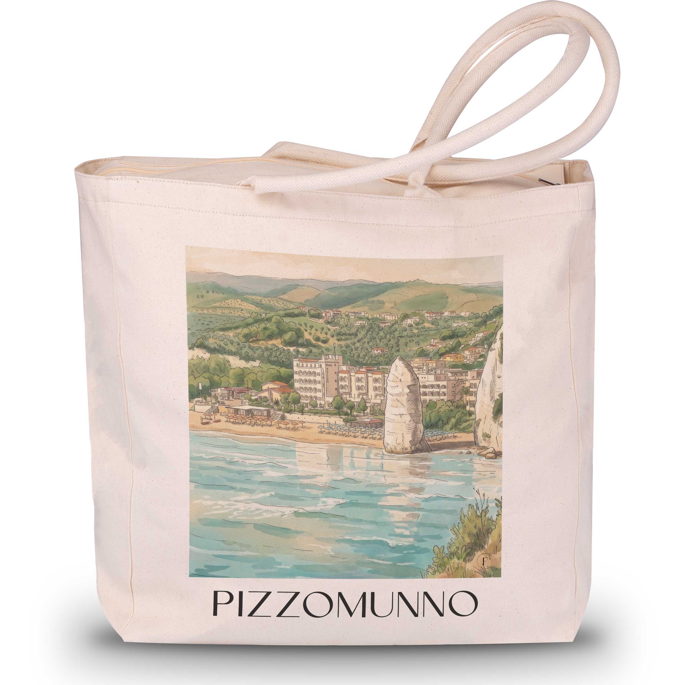 pizzomunno-vieste-italien-einkaufstasche-aquarell
