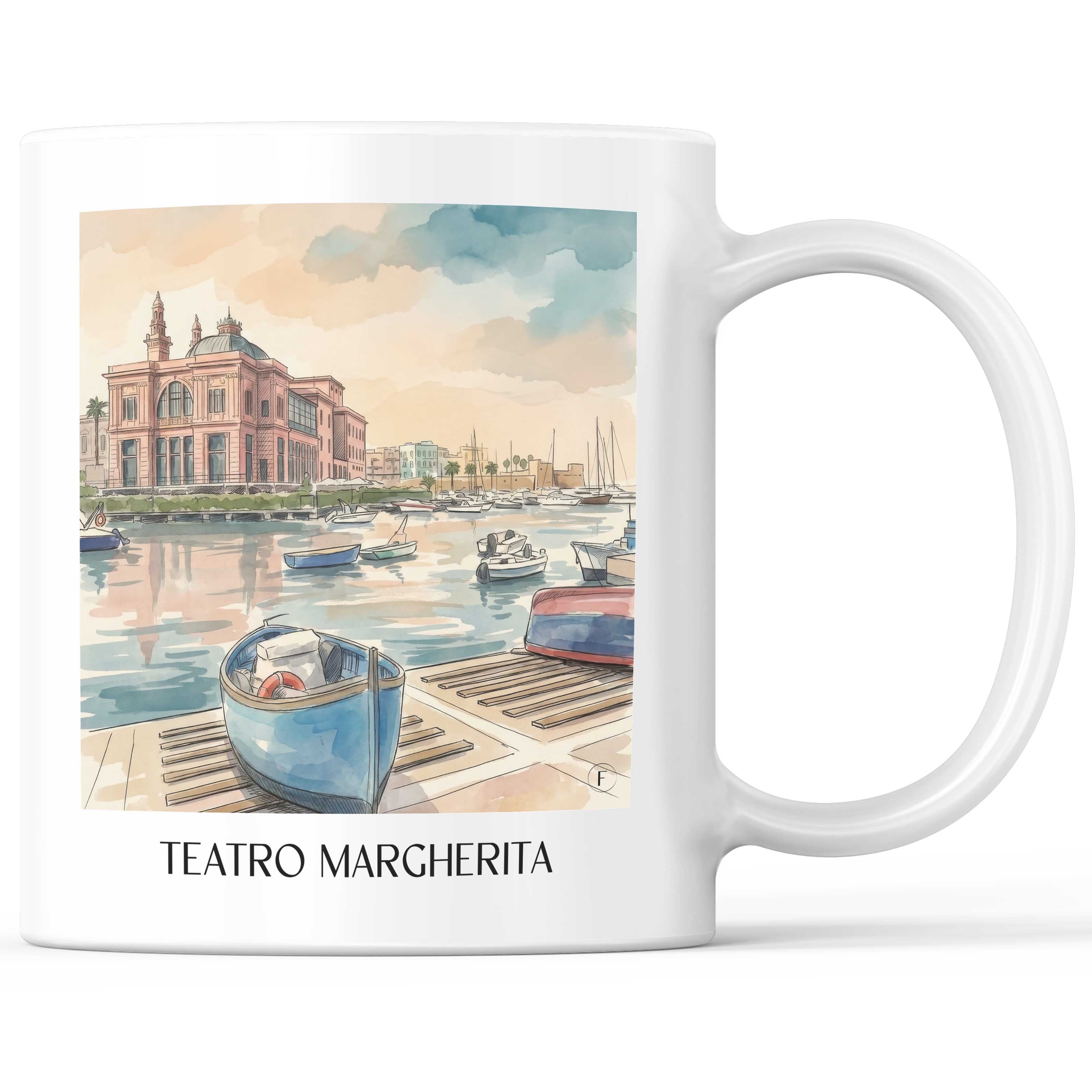 Teatro Margherita Kaffeebecher - Bari - Italien Becher - Kaffeetasse im Aquarell Stil