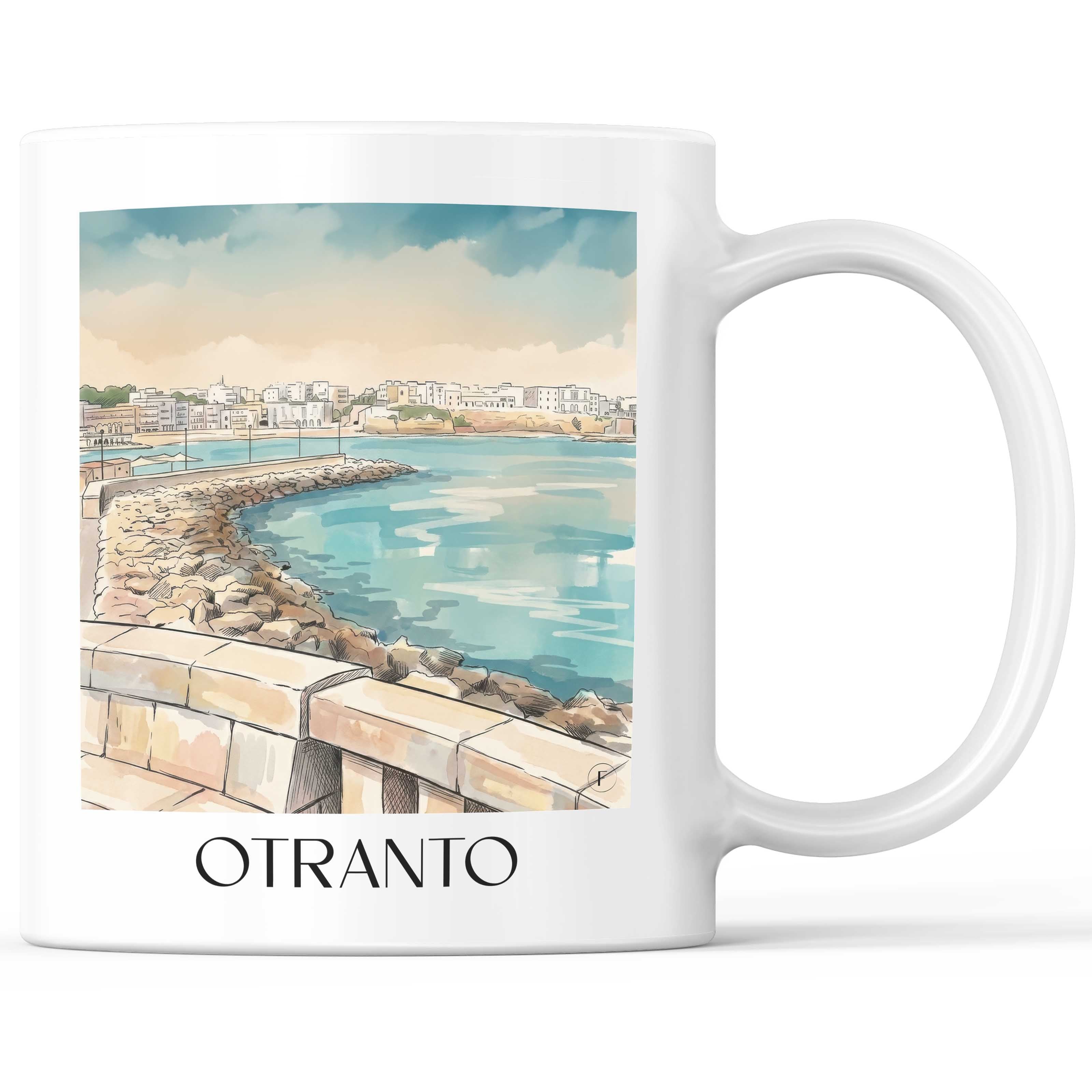 Otranto Kaffeebecher - Salento - Italien Becher - Kaffeetasse im Aquarell Stil