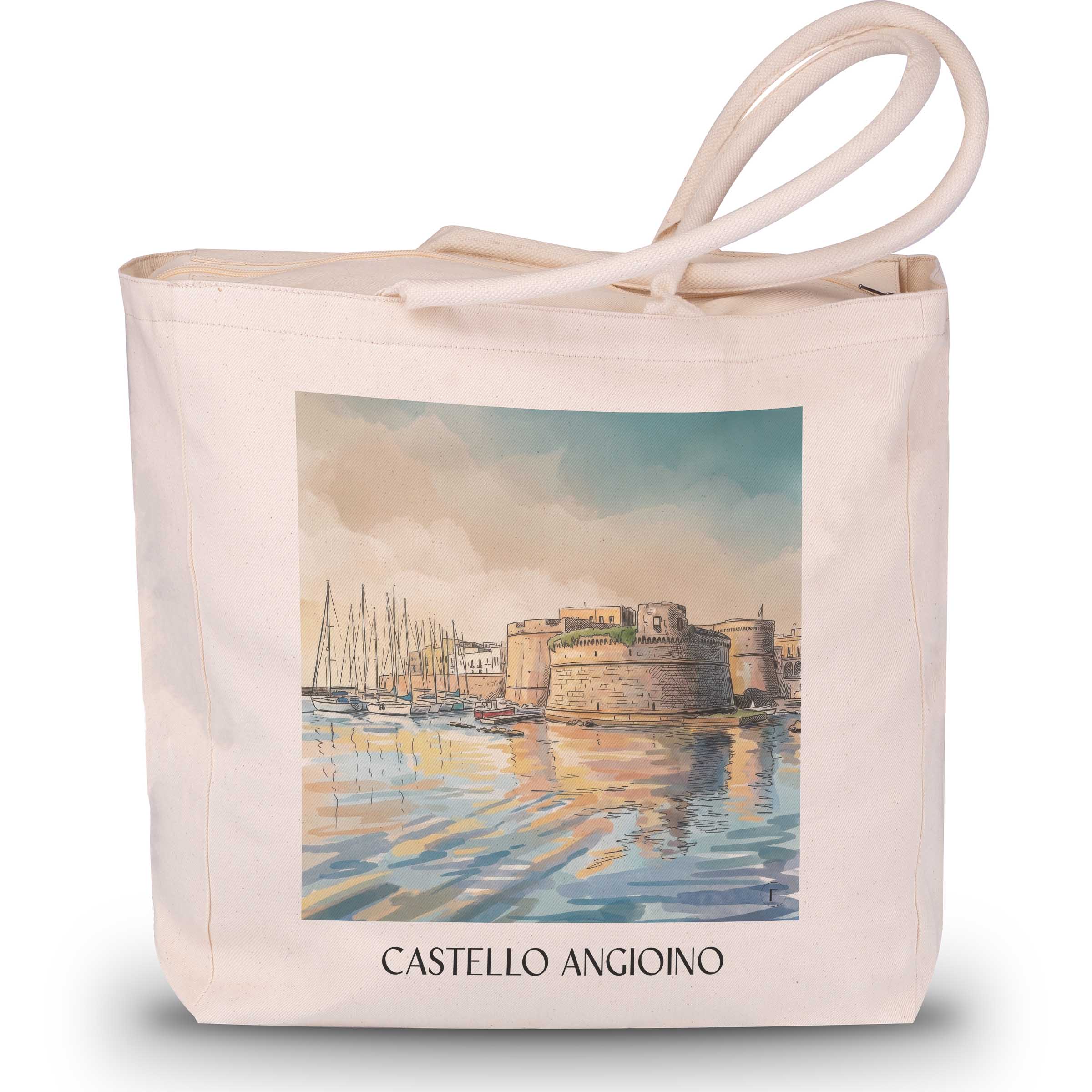 Castello Angioino Shopping Tasche - Gallipoli - Italien Tote Bag - Einkaufstasche im Aquarell Stil