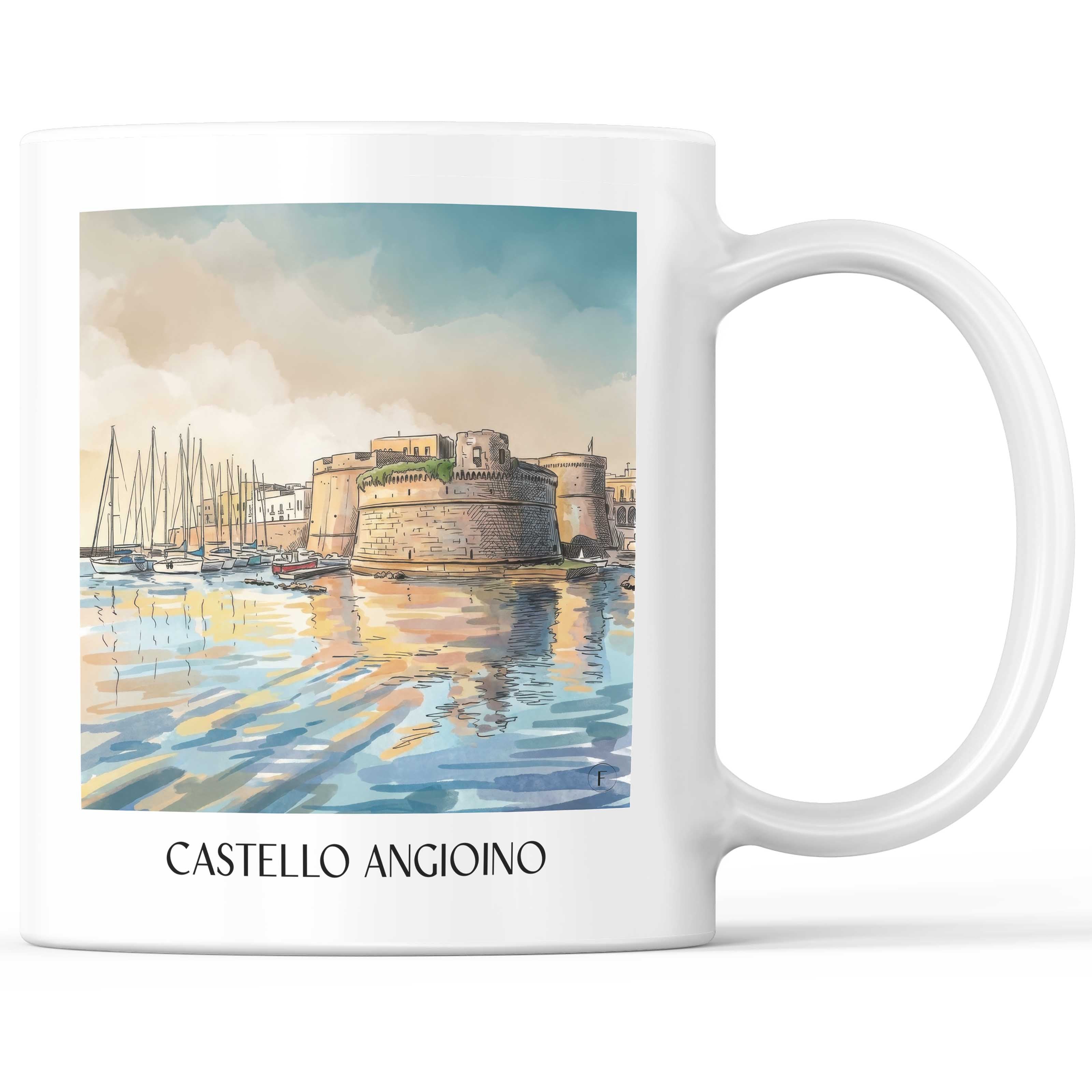 Castello Angioino Kaffeebecher - Gallipoli - Italien Becher - Kaffeetasse im Aquarell Stil