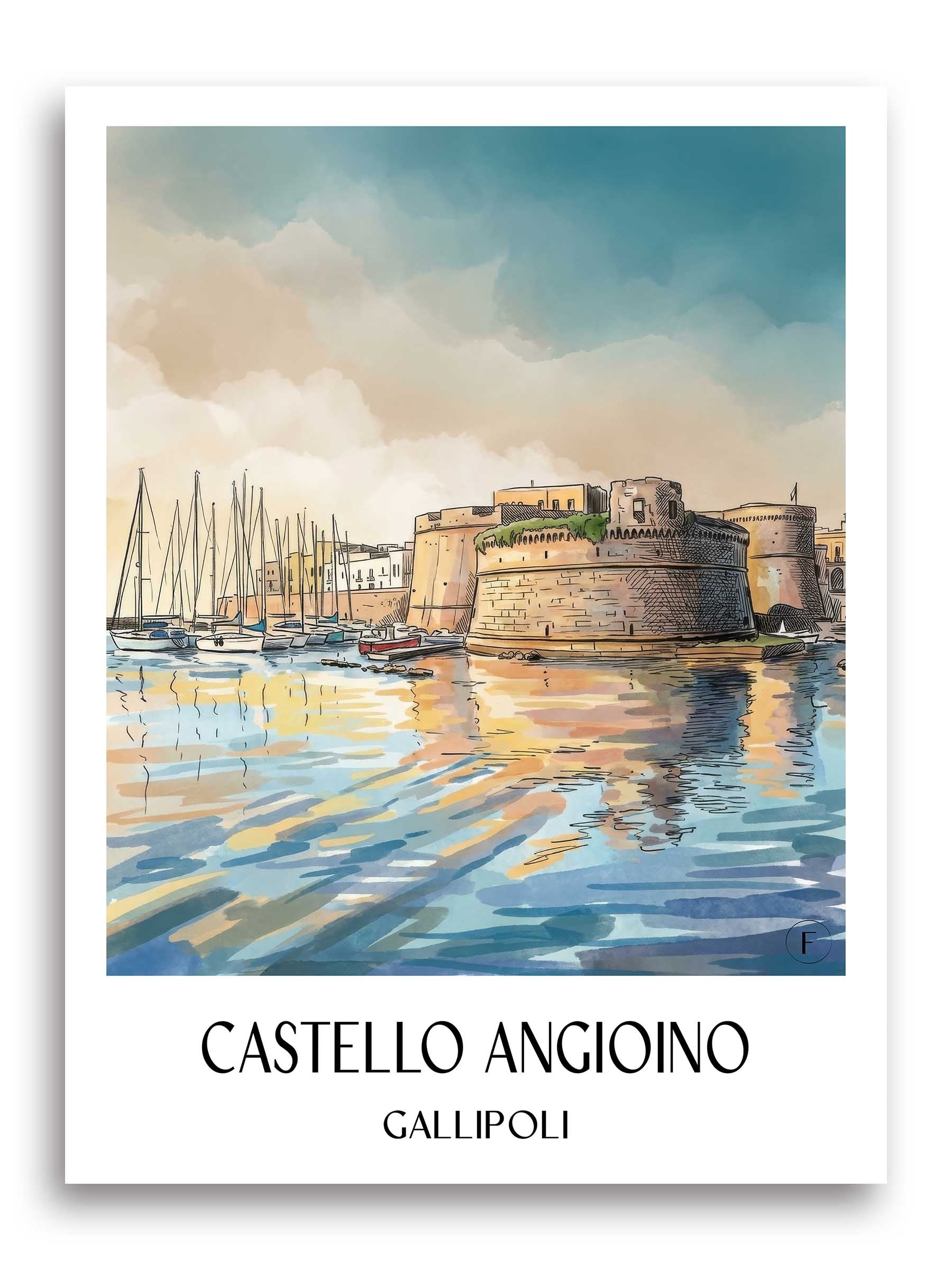 Castello Angioino Poster - Gallipoli - Italien Kunstdruck - Aquarell von A4 bis A1