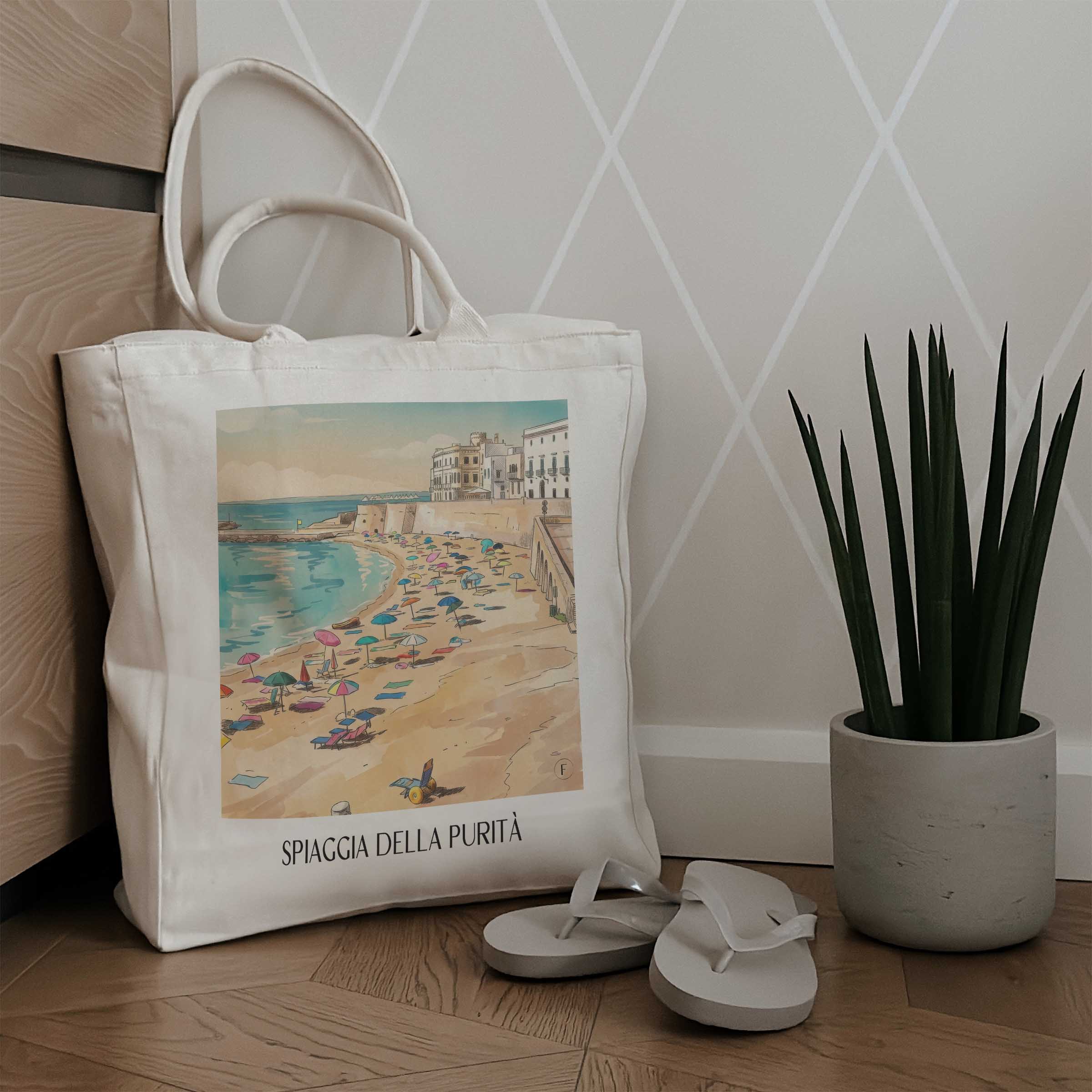 spiaggia-della-purità-gallipoli-italien-einkaufstasche-aquarell