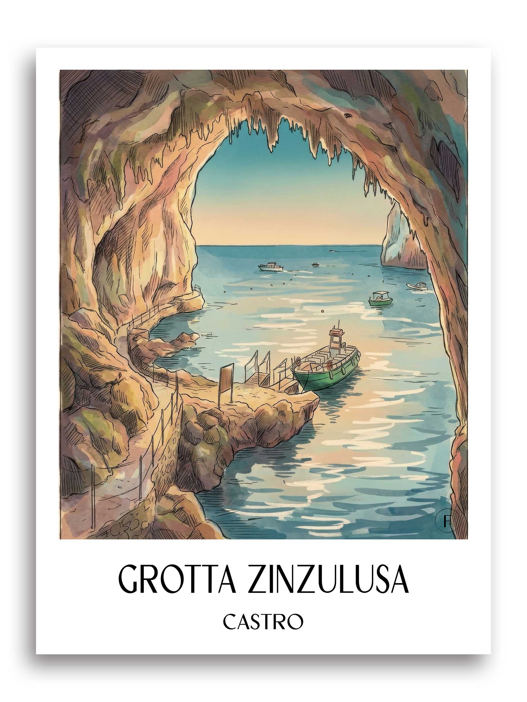 grotta-zinzulusa-castro-italien-poster-aquarell