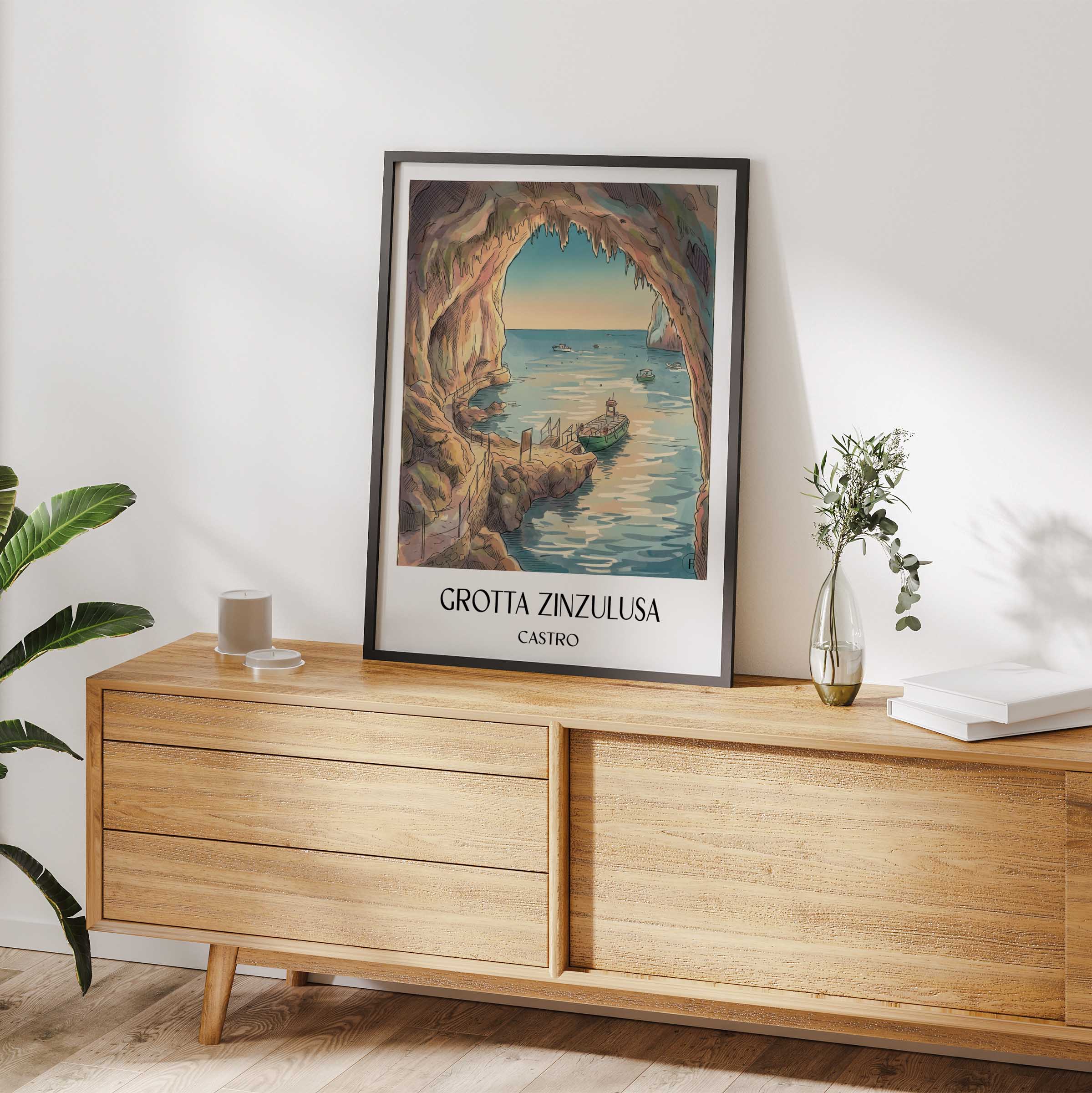 grotta-zinzulusa-castro-italien-poster-aquarell
