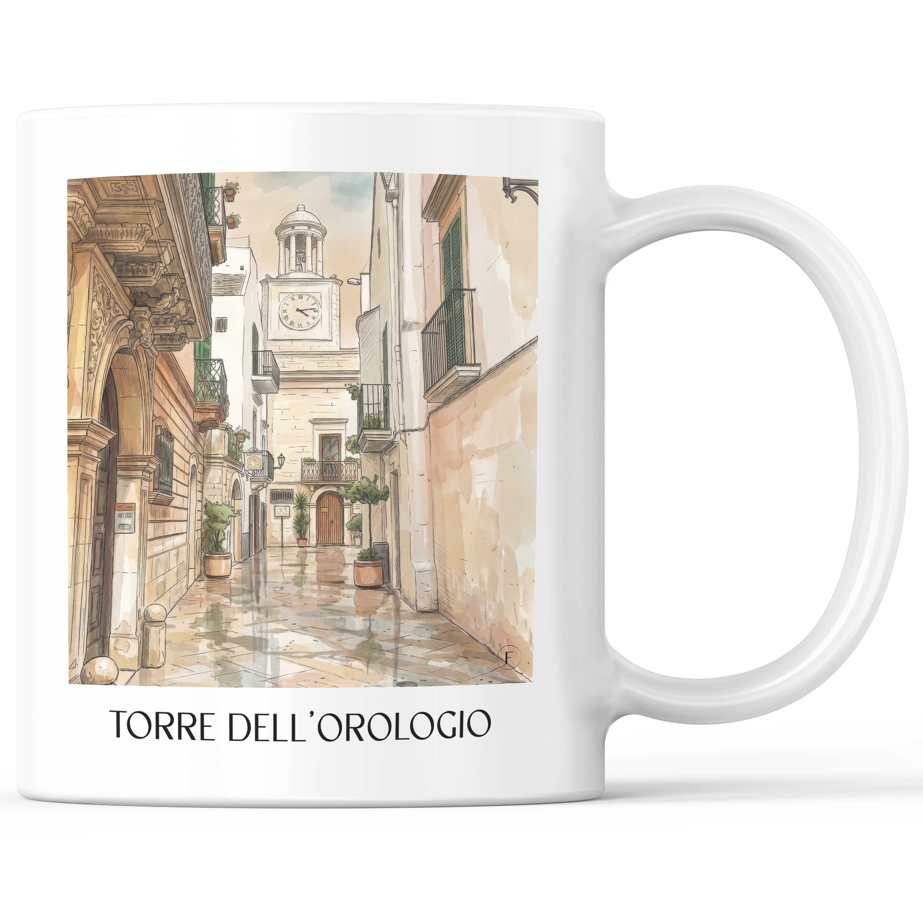 torre-dell´orologio-locorotondo-italien-kaffeebecher-aquarell