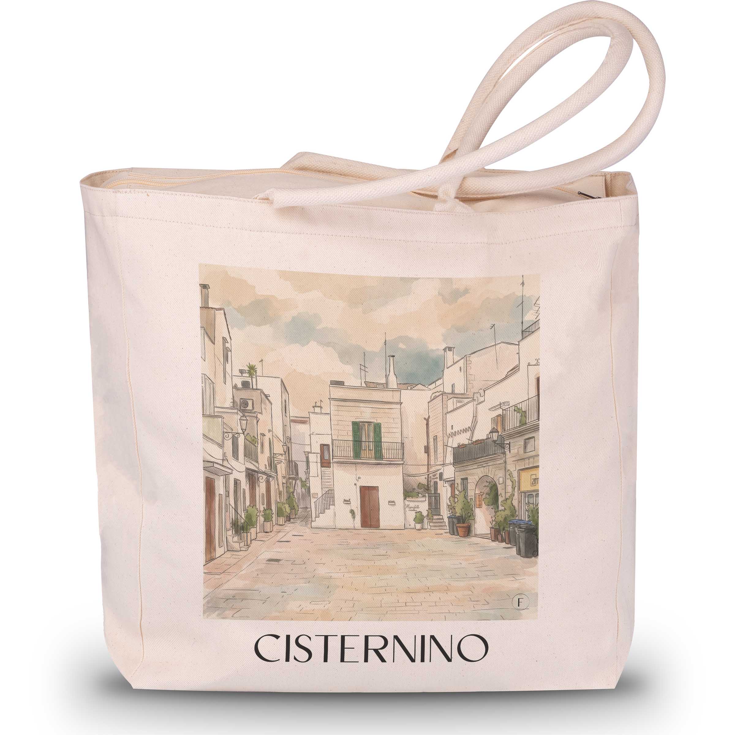 cisternino-apulien-italien-einkaufstasche-aquarell