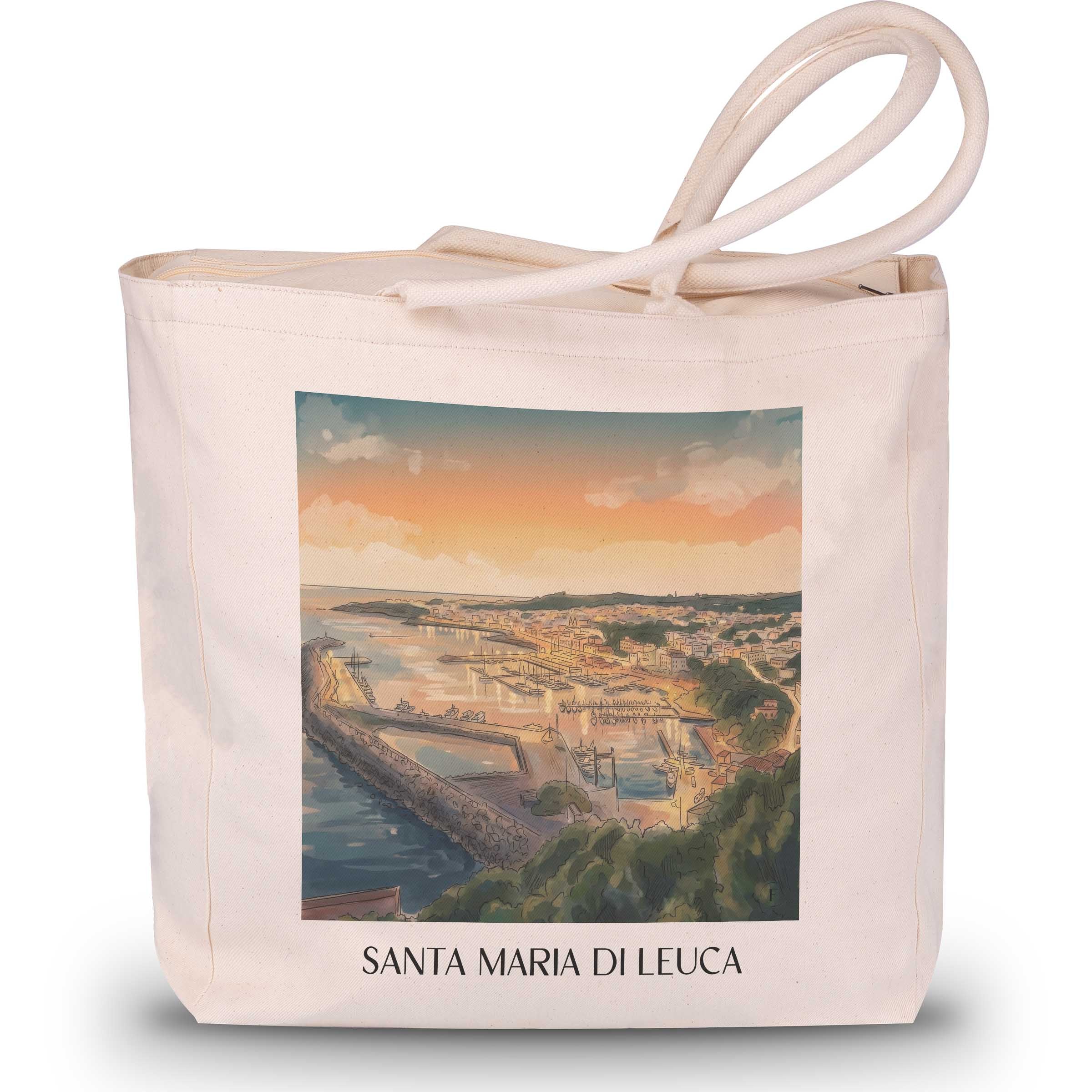 Santa Maria di Leuca Shopping Tasche - Salento - Italien Tote Bag - Einkaufstasche im Aquarell Stil