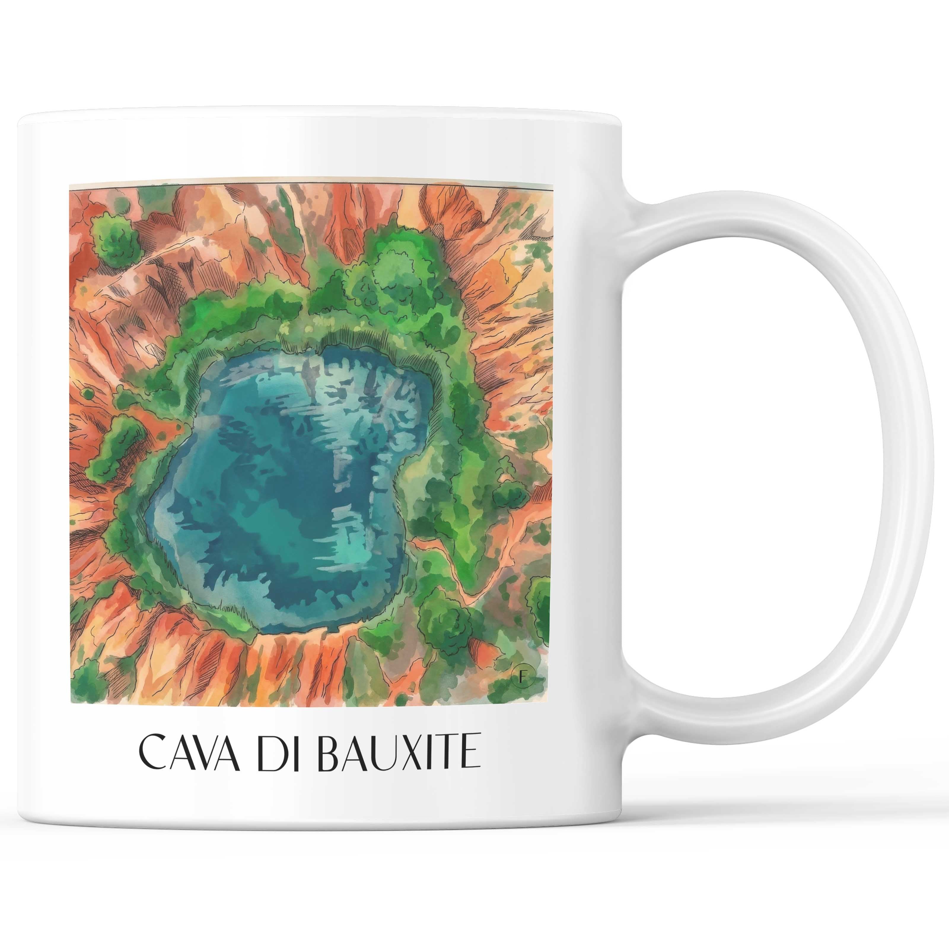 Cava di Bauxite Kaffeebecher - Salento - Italien Becher - Kaffeetasse im Aquarell Stil