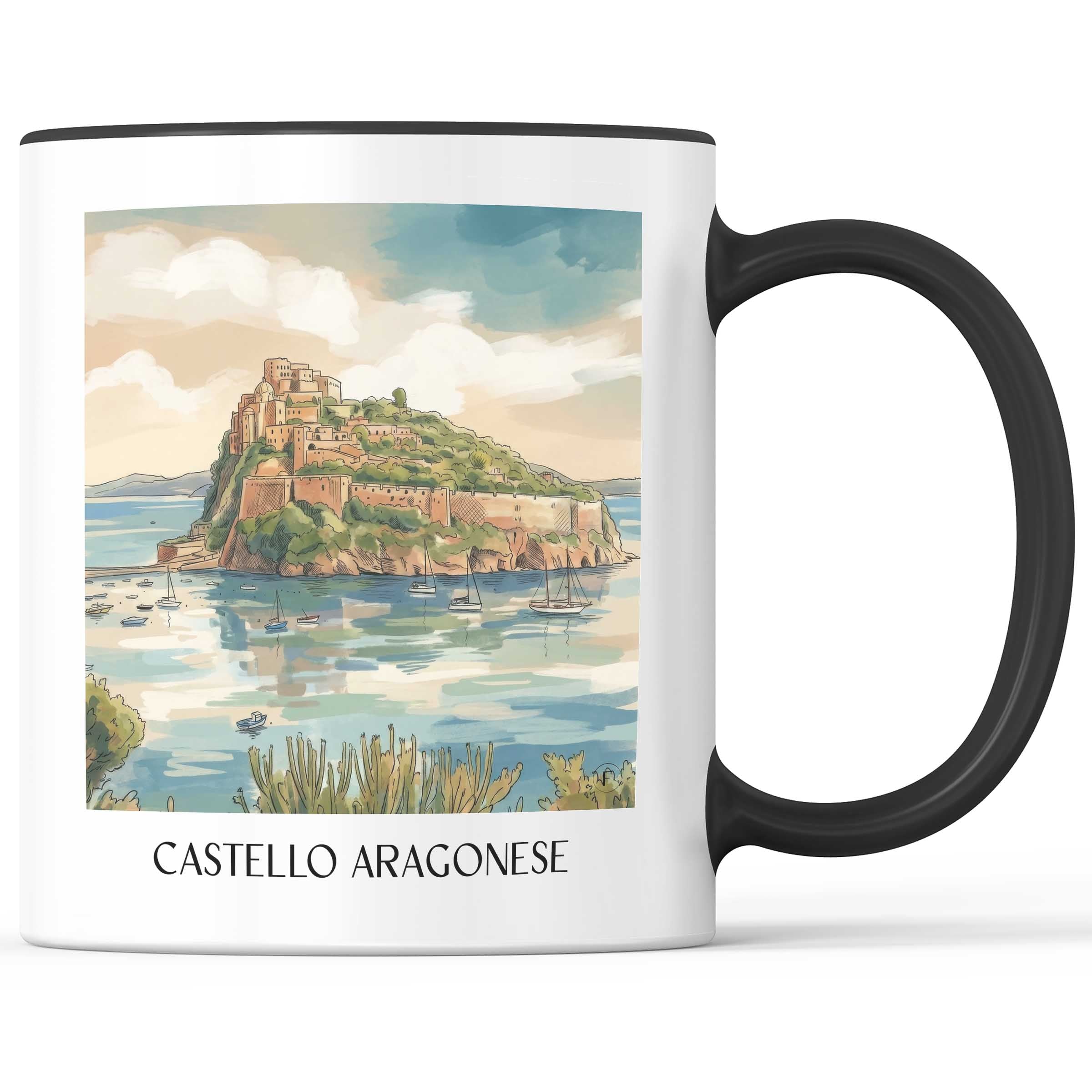 castello-aragonese-ischia-italien-kaffeebecher-aquarell