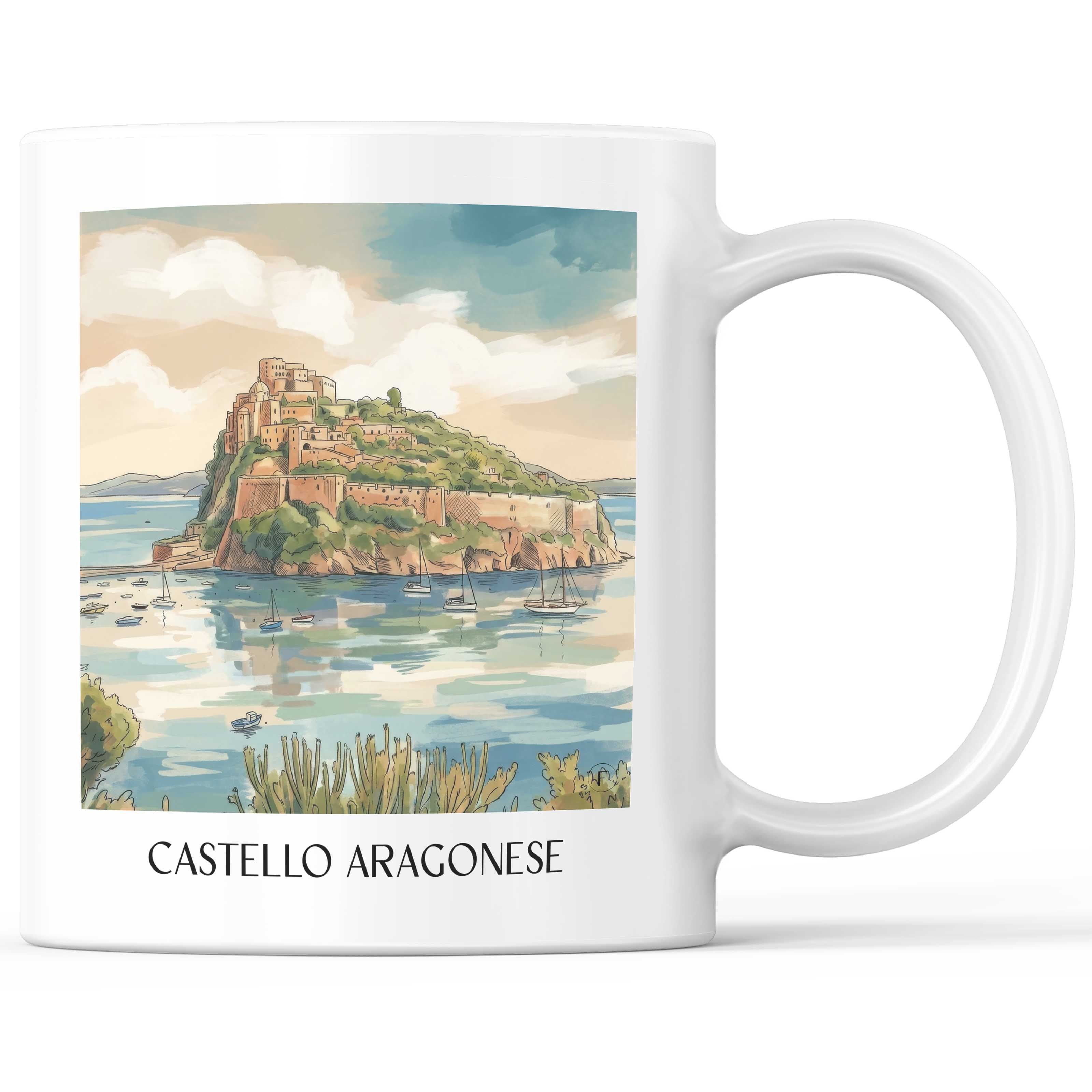 castello-aragonese-ischia-italien-kaffeebecher-aquarell