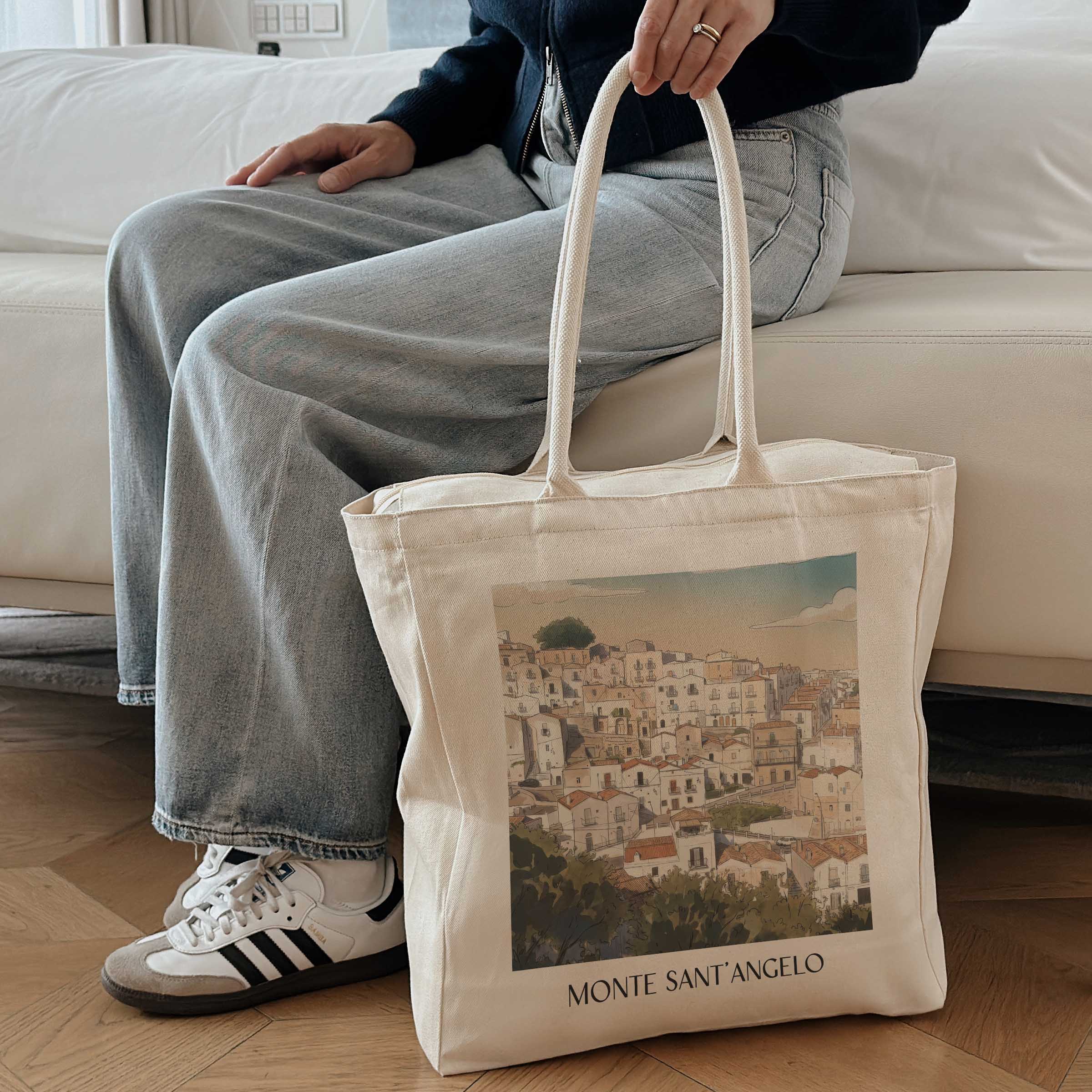 monte-sant´angelo-apulien-italien-einkaufstasche-aquarell
