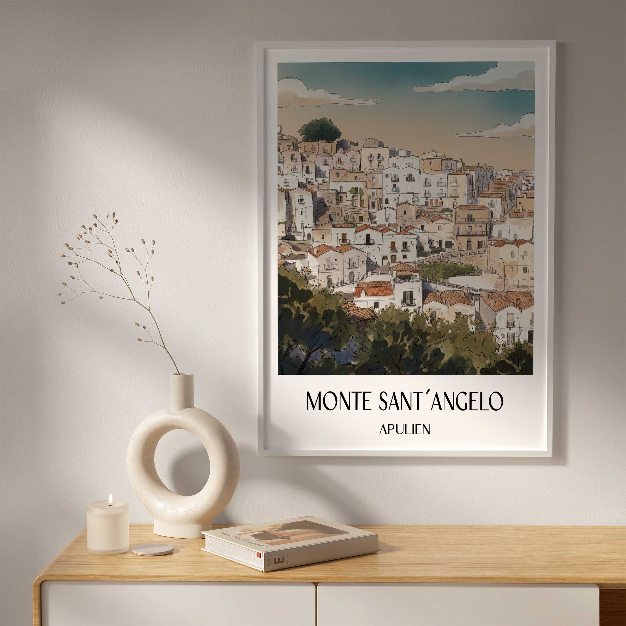 monte-sant´angelo-apulien-italien-poster-aquarell