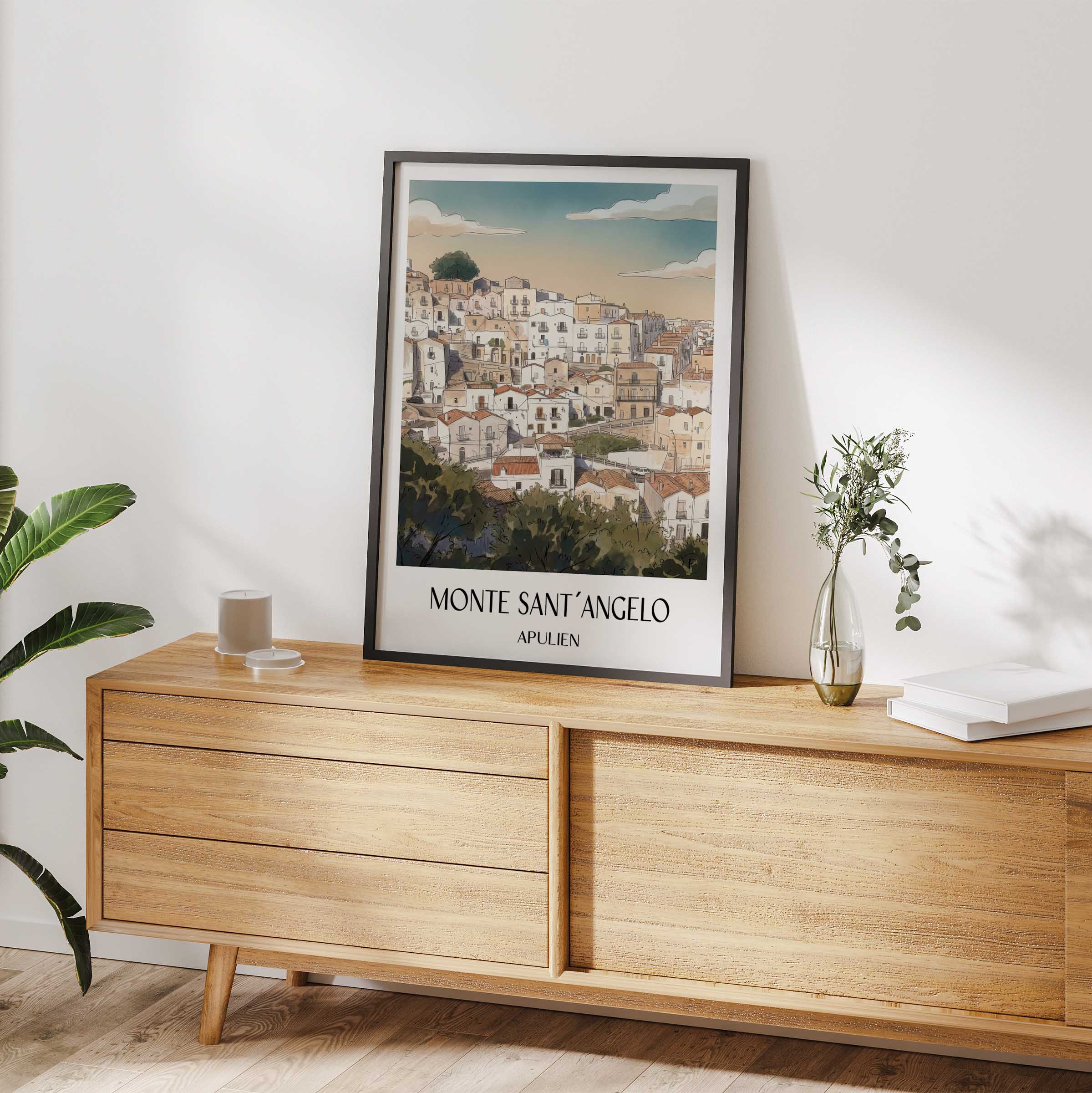 monte-sant´angelo-apulien-italien-poster-aquarell