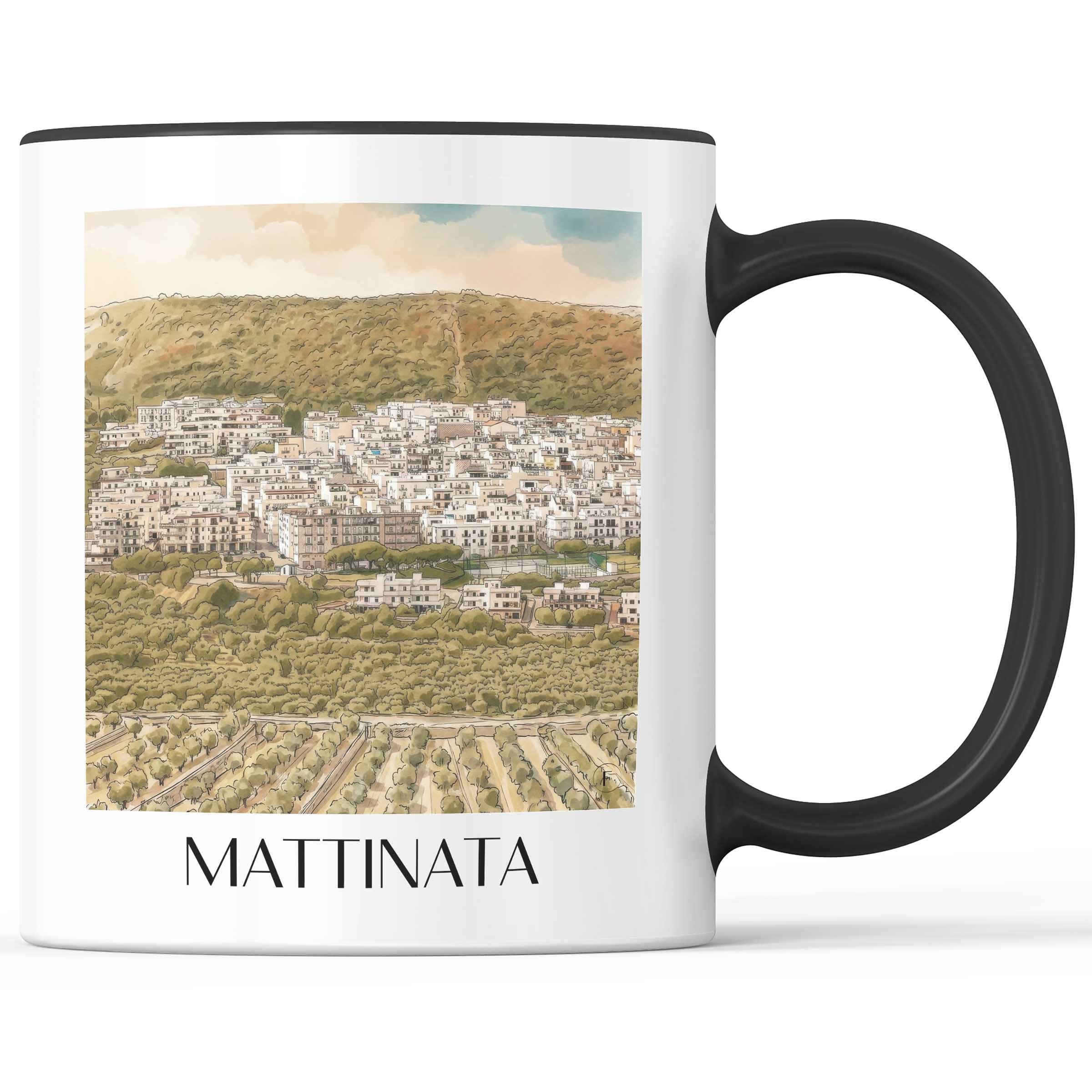 Mattinata Kaffeebecher - Apulien - Italien Becher - Kaffeetasse im Aquarell Stil