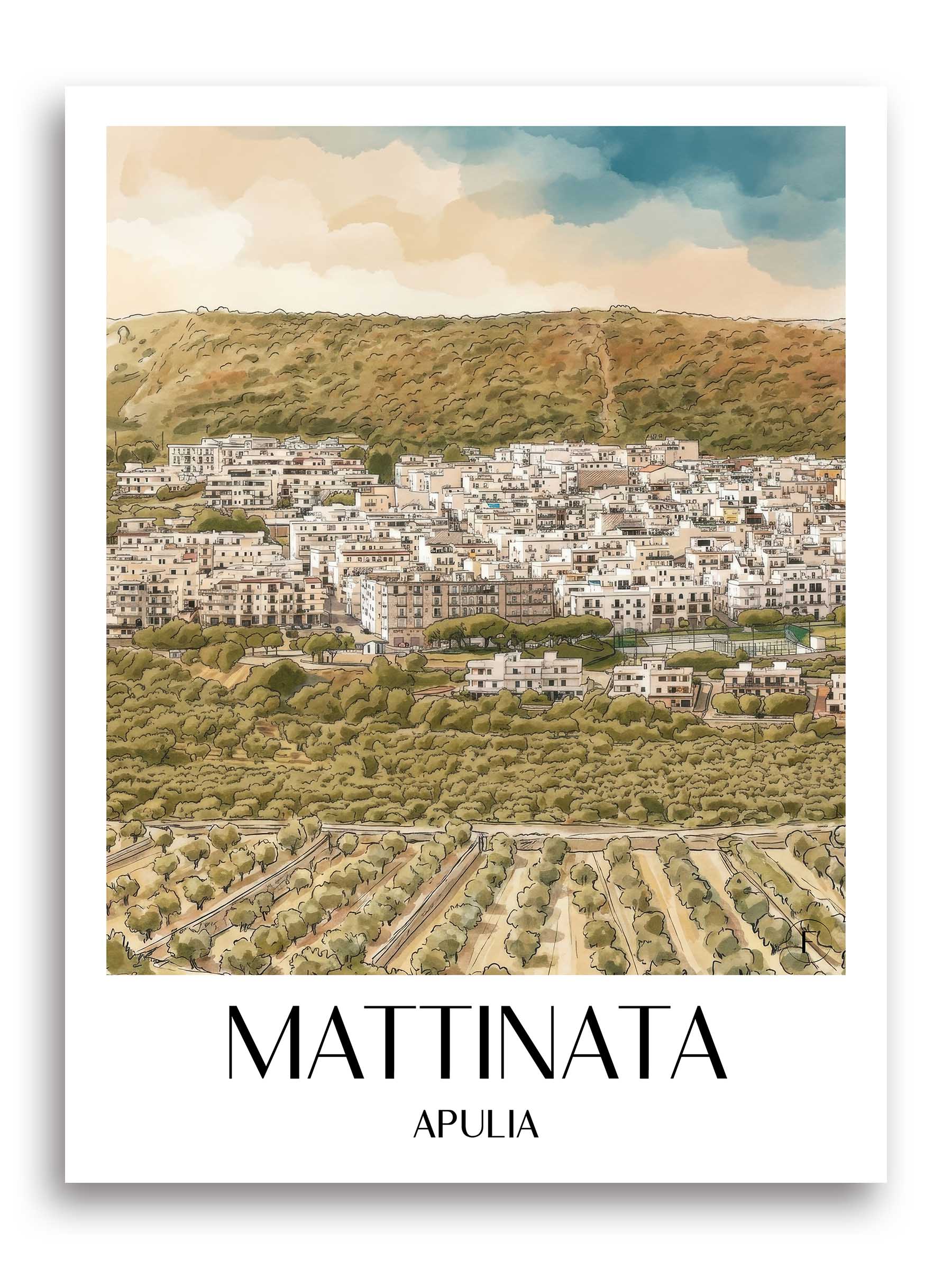 Mattinata Poster - Apulien - Italien Kunstdruck - Aquarell von A4 bis A1