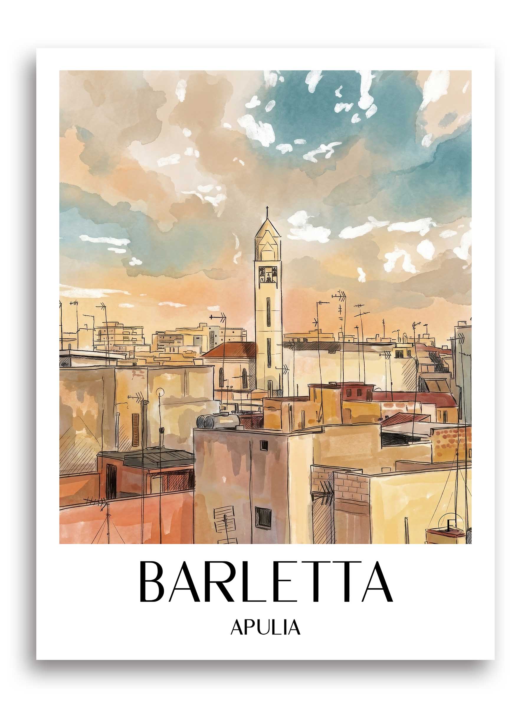 Barletta Poster - Apulien - Italien Kunstdruck - Aquarell von A4 bis A1