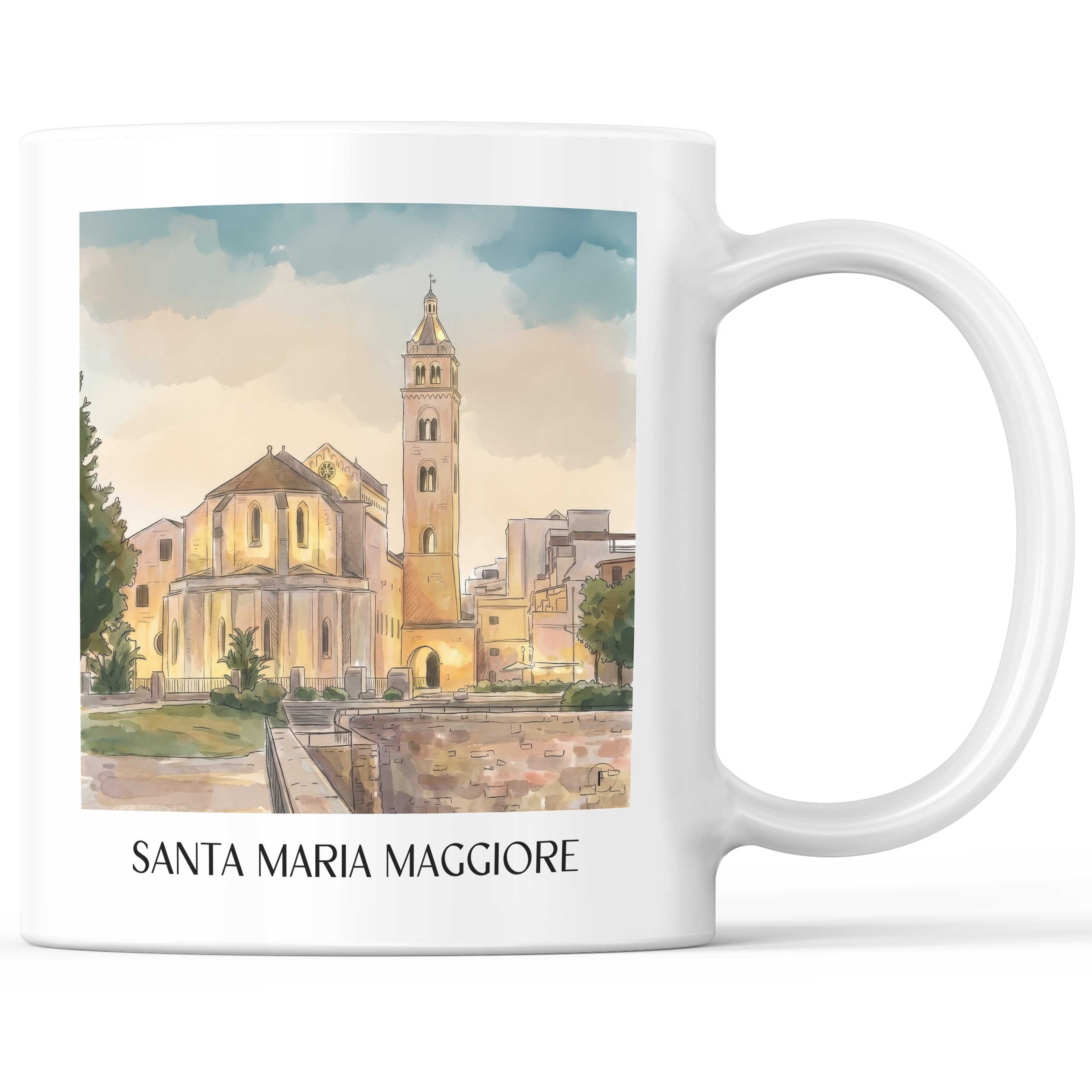 Santa Maria Maggiore Kaffeebecher - Barletta - Italien Becher - Kaffeetasse im Aquarell Stil
