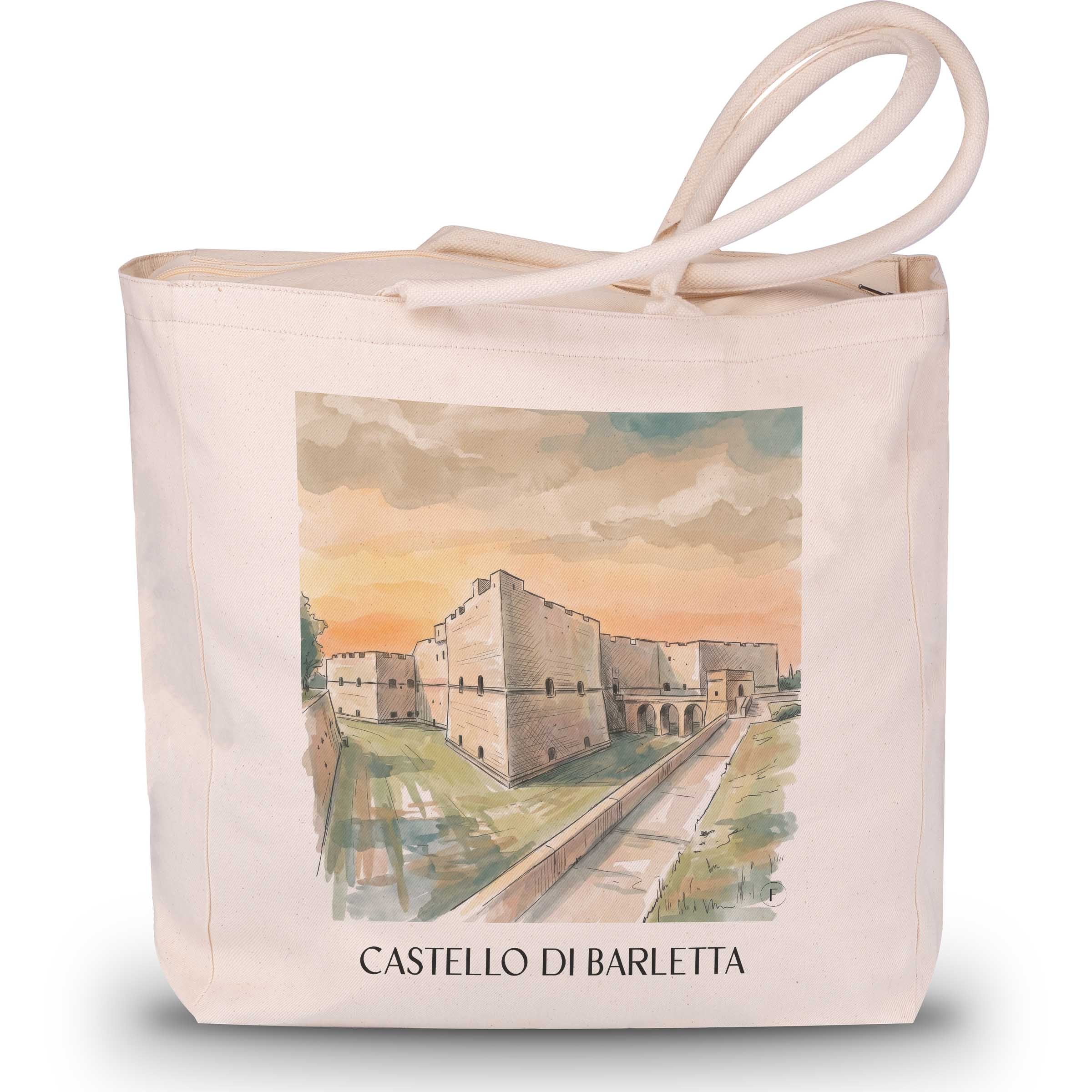 castello-di-barletta-apulien-italien-einkaufstasche-aquarell