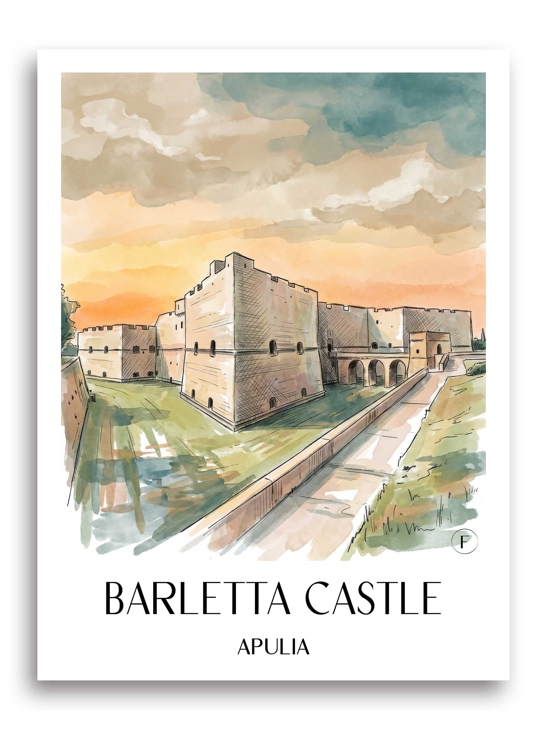 Castello di Barletta Poster - Apulien - Italien Kunstdruck - Aquarell von A4 bis A1