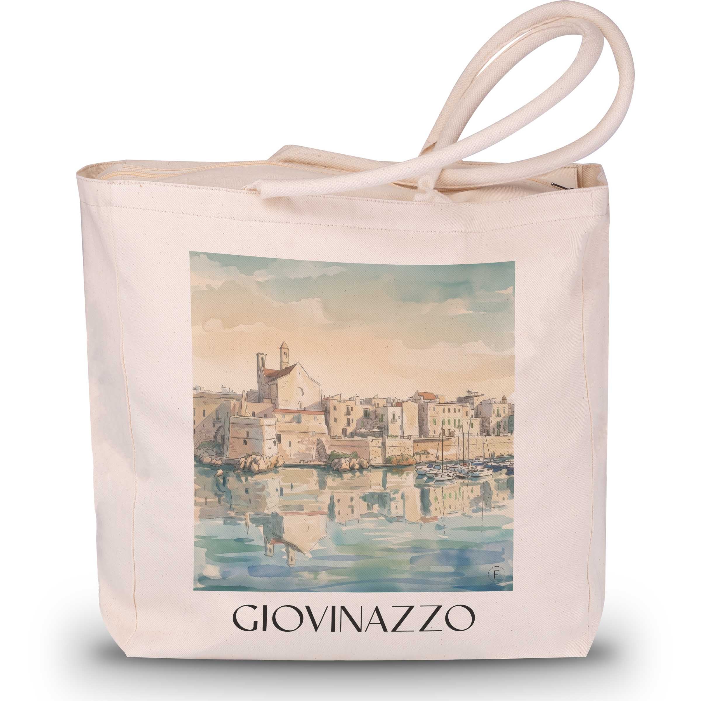 Giovinazzo Shopping Tasche - Bari - Italien Tote Bag - Einkaufstasche im Aquarell Stil