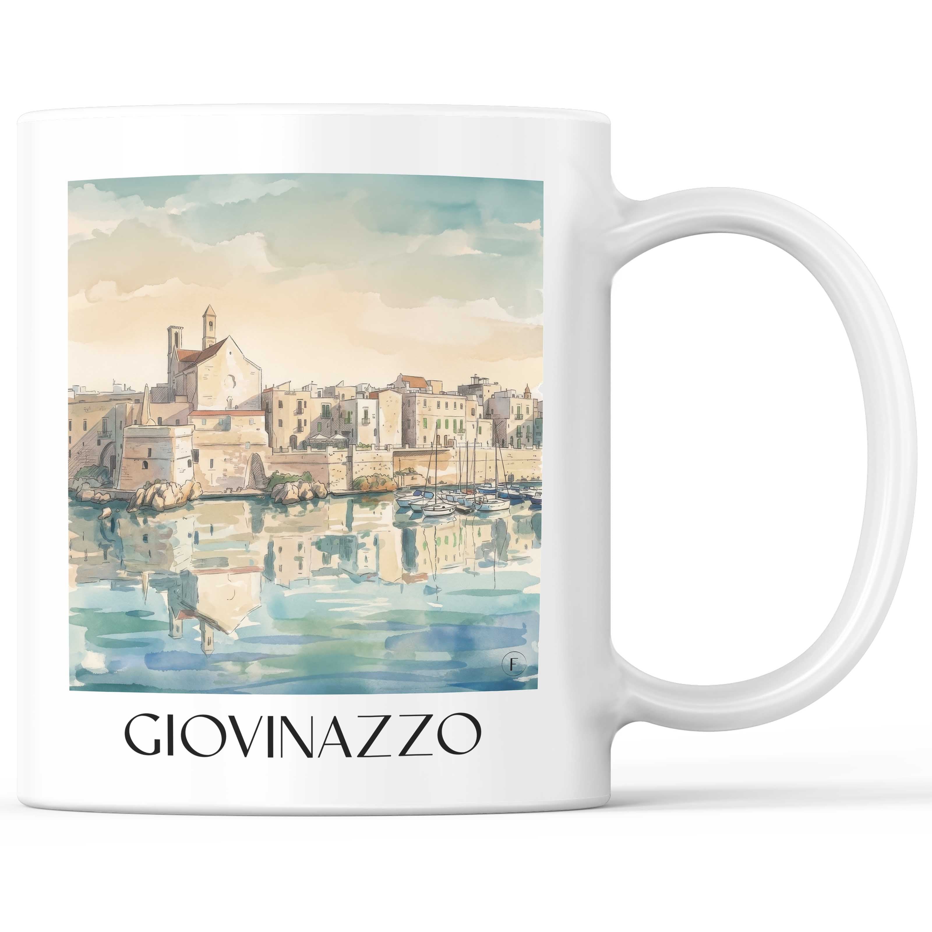 Giovinazzo Kaffeebecher - Bari - Italien Becher - Kaffeetasse im Aquarell Stil