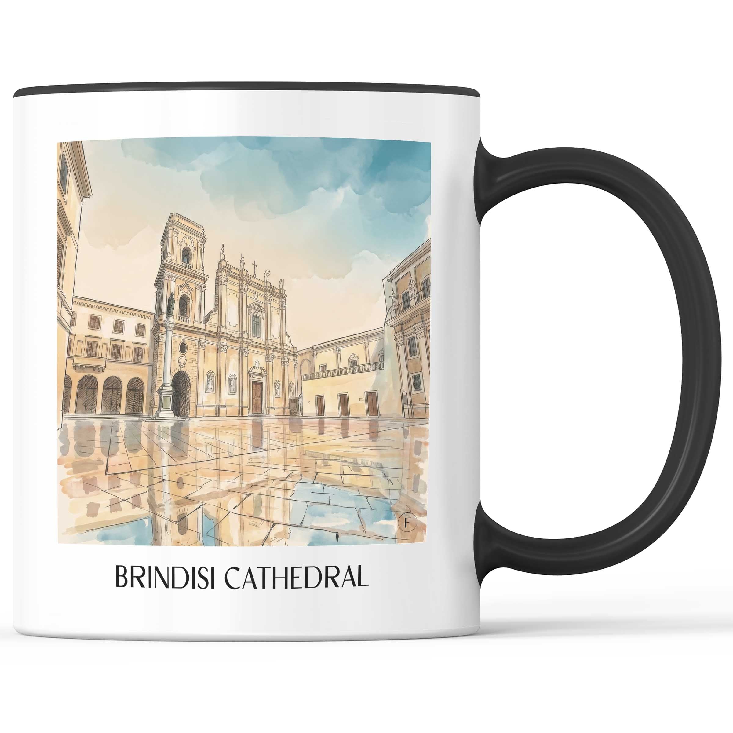 Kathedrale von Brindisi Kaffeebecher - Apulien - Italien Becher - Kaffeetasse im Aquarell Stil