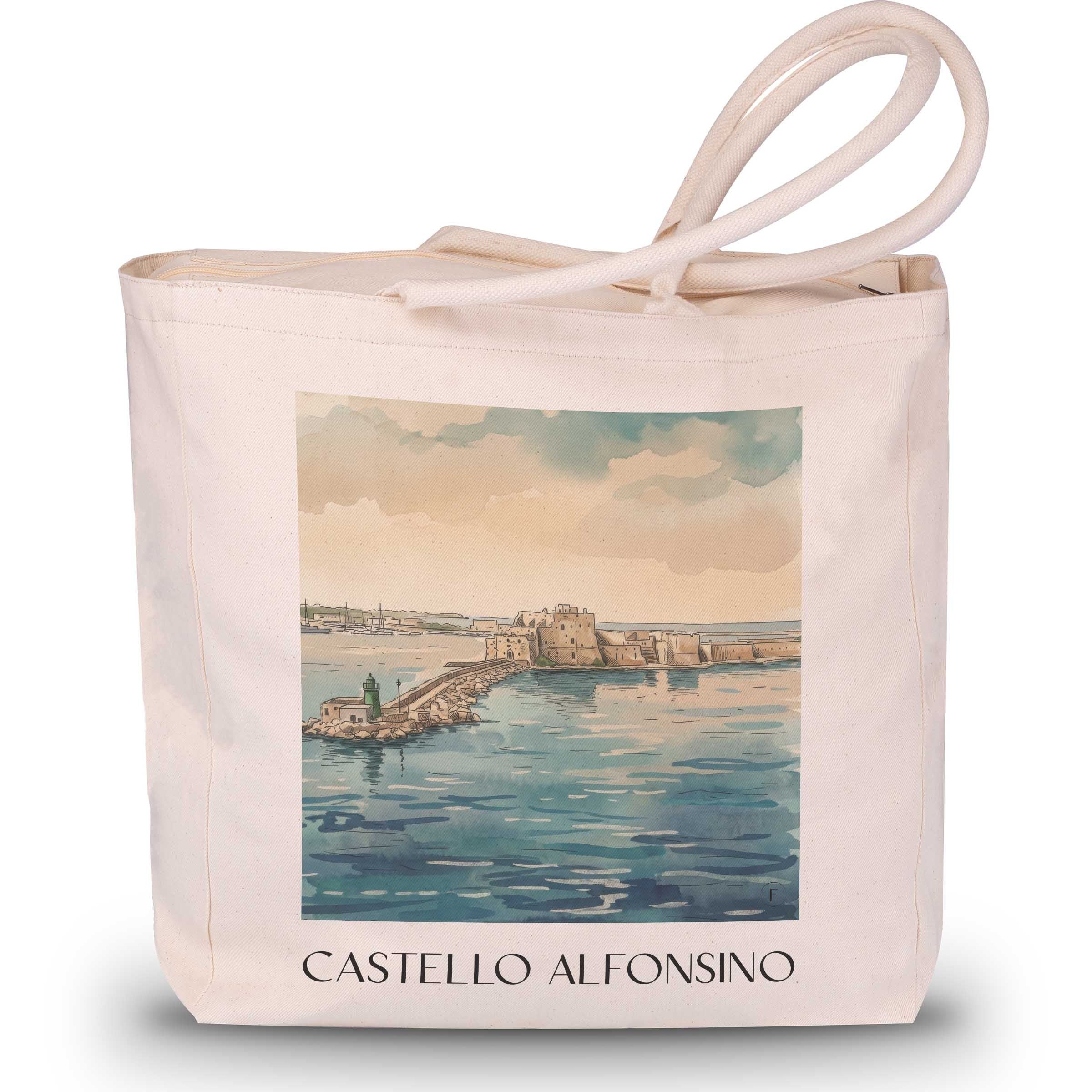 castello-alfonsino-brindisi-italien-einkaufstasche-aquarell
