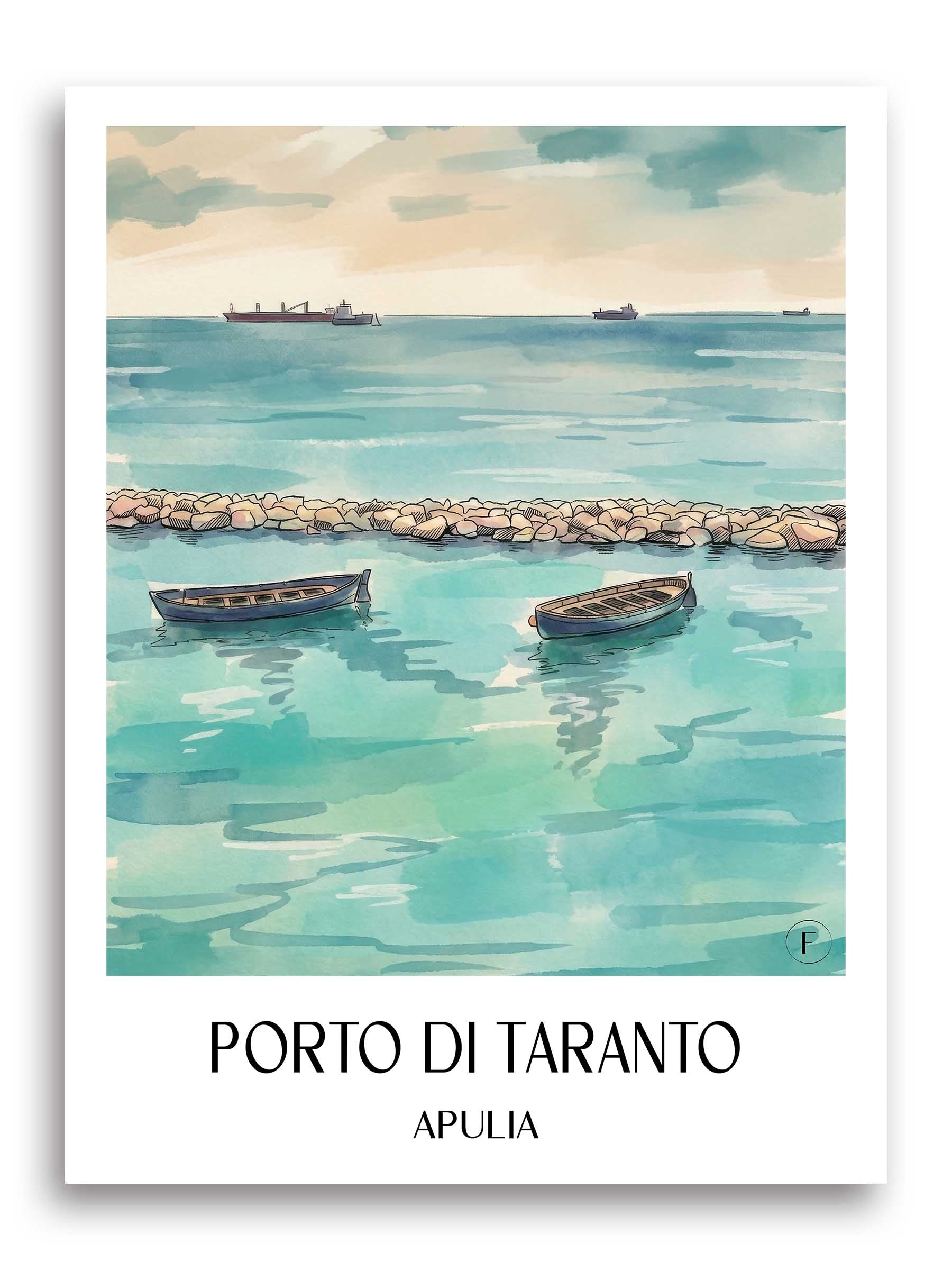 Porto di Taranto Poster - Apulien - Italien Kunstdruck - Aquarell von A4 bis A1