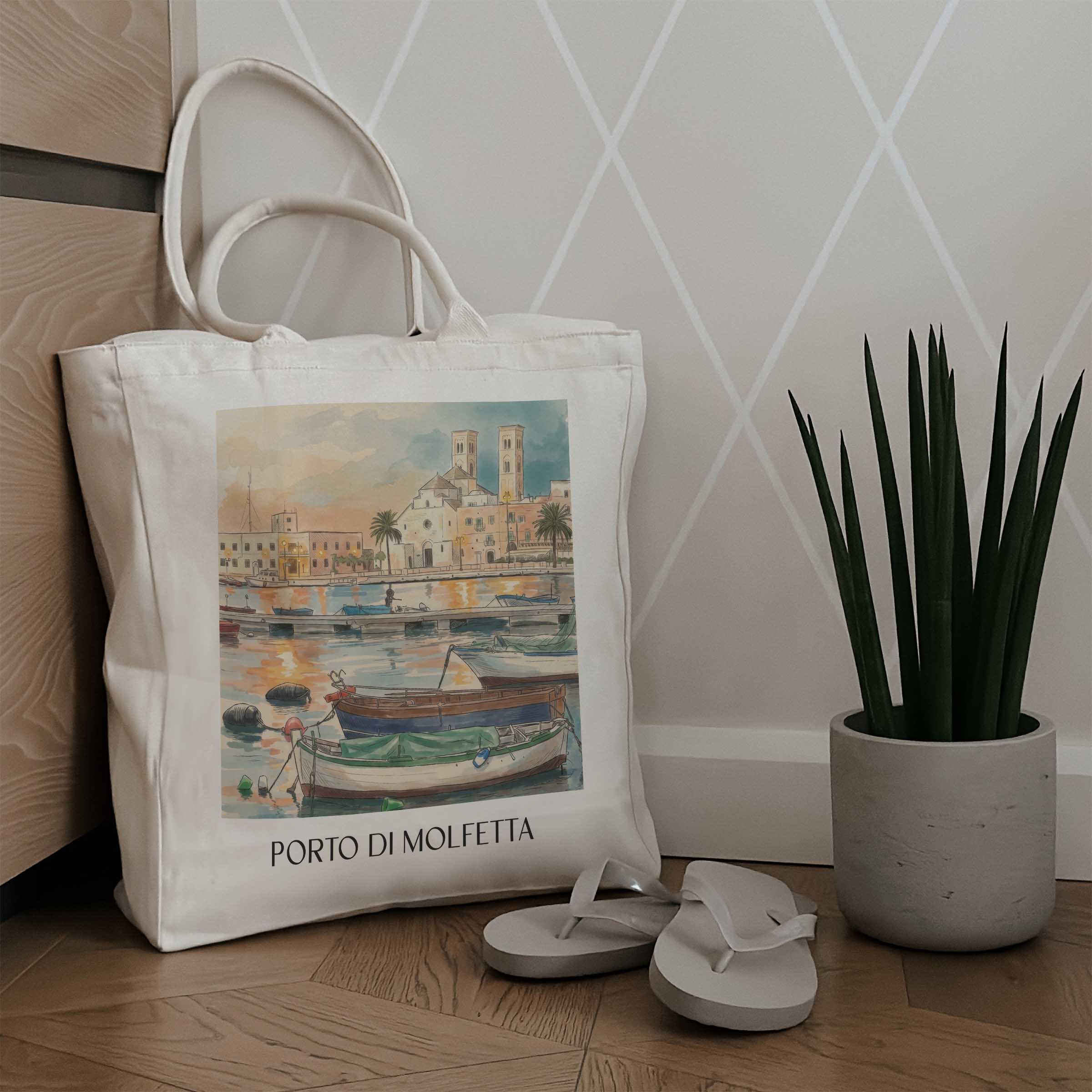porto-di-molfetta-apulien-italien-einkaufstasche-aquarell