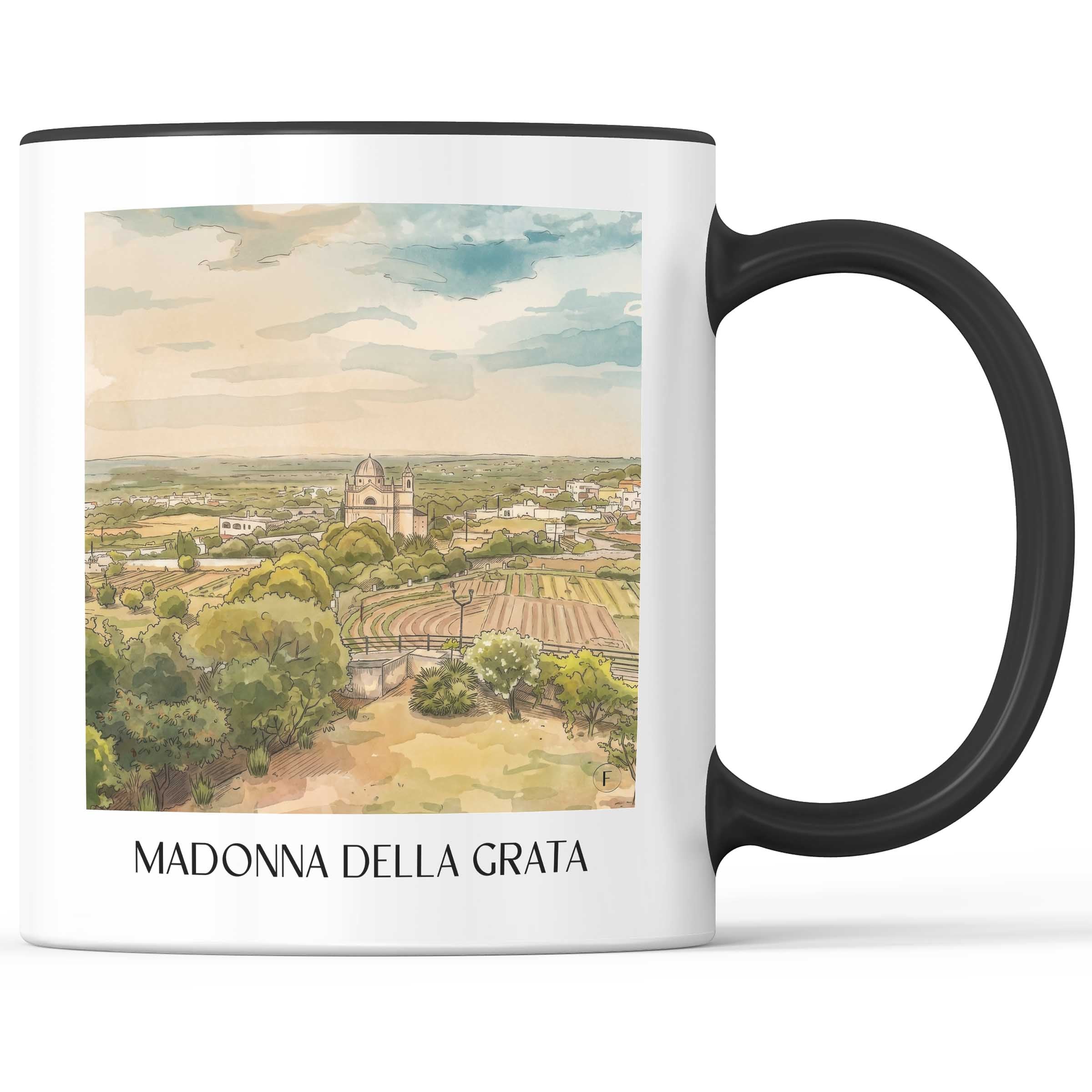 Madonna della Grata Kaffeebecher - Ostuni - Italien Becher - Kaffeetasse im Aquarell Stil