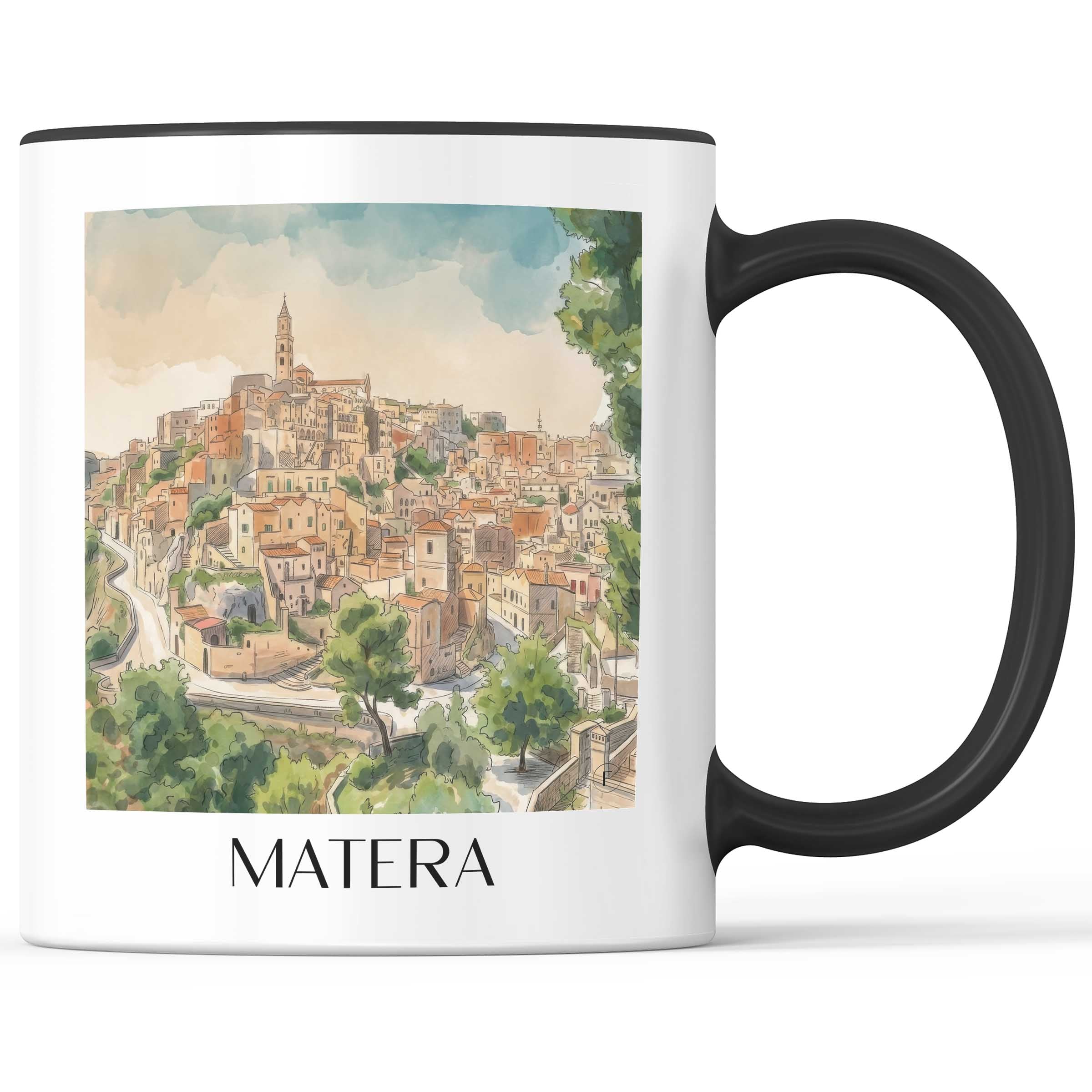 Matera Kaffeebecher - Basilikata - Italien Becher - Kaffeetasse im Aquarell Stil