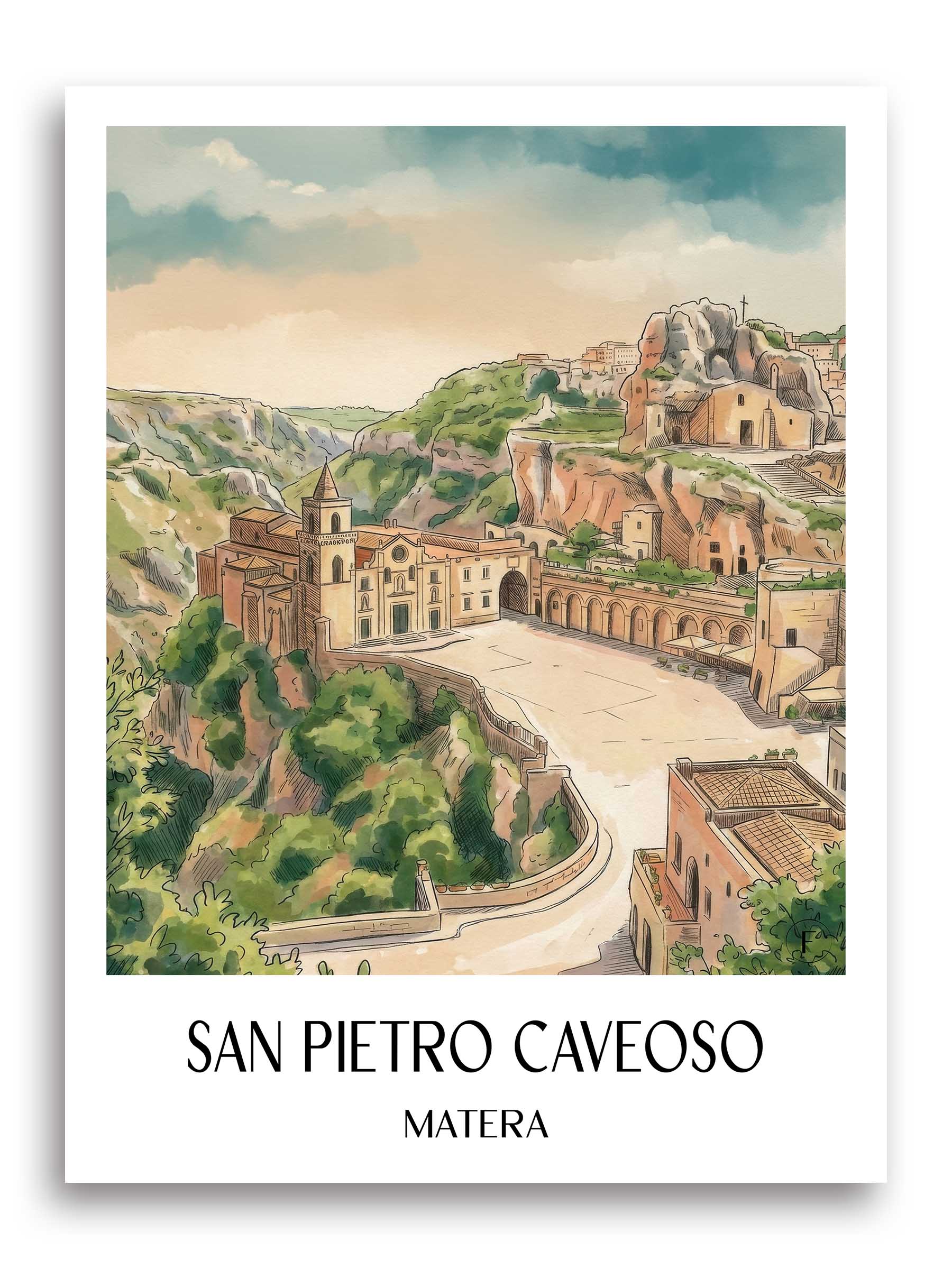 san-pietro-caveoso-matera-italien-poster-aquarell