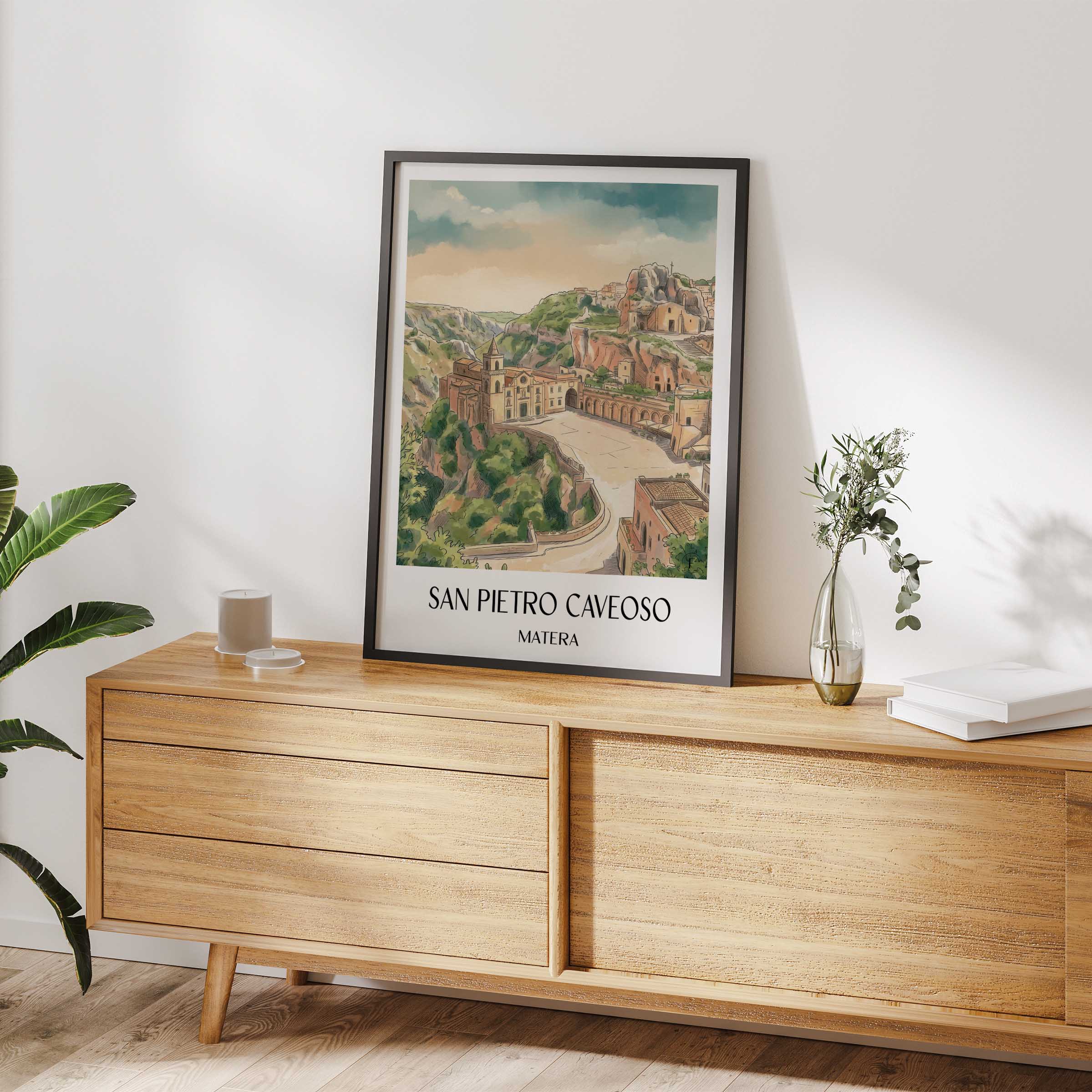 san-pietro-caveoso-matera-italien-poster-aquarell