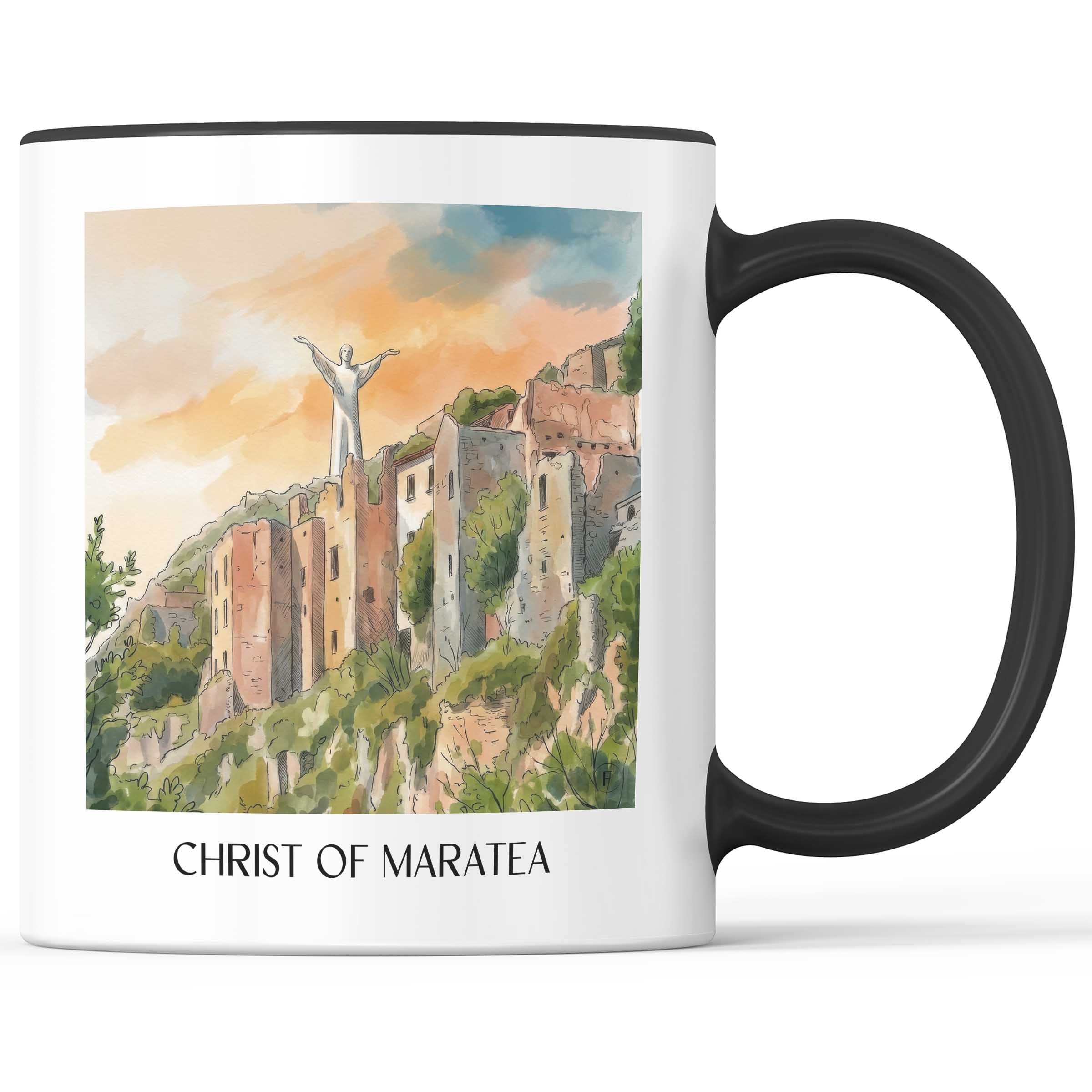 Christus von Maratea Kaffeebecher - Basilikata - Italien Becher - Kaffeetasse im Aquarell Stil
