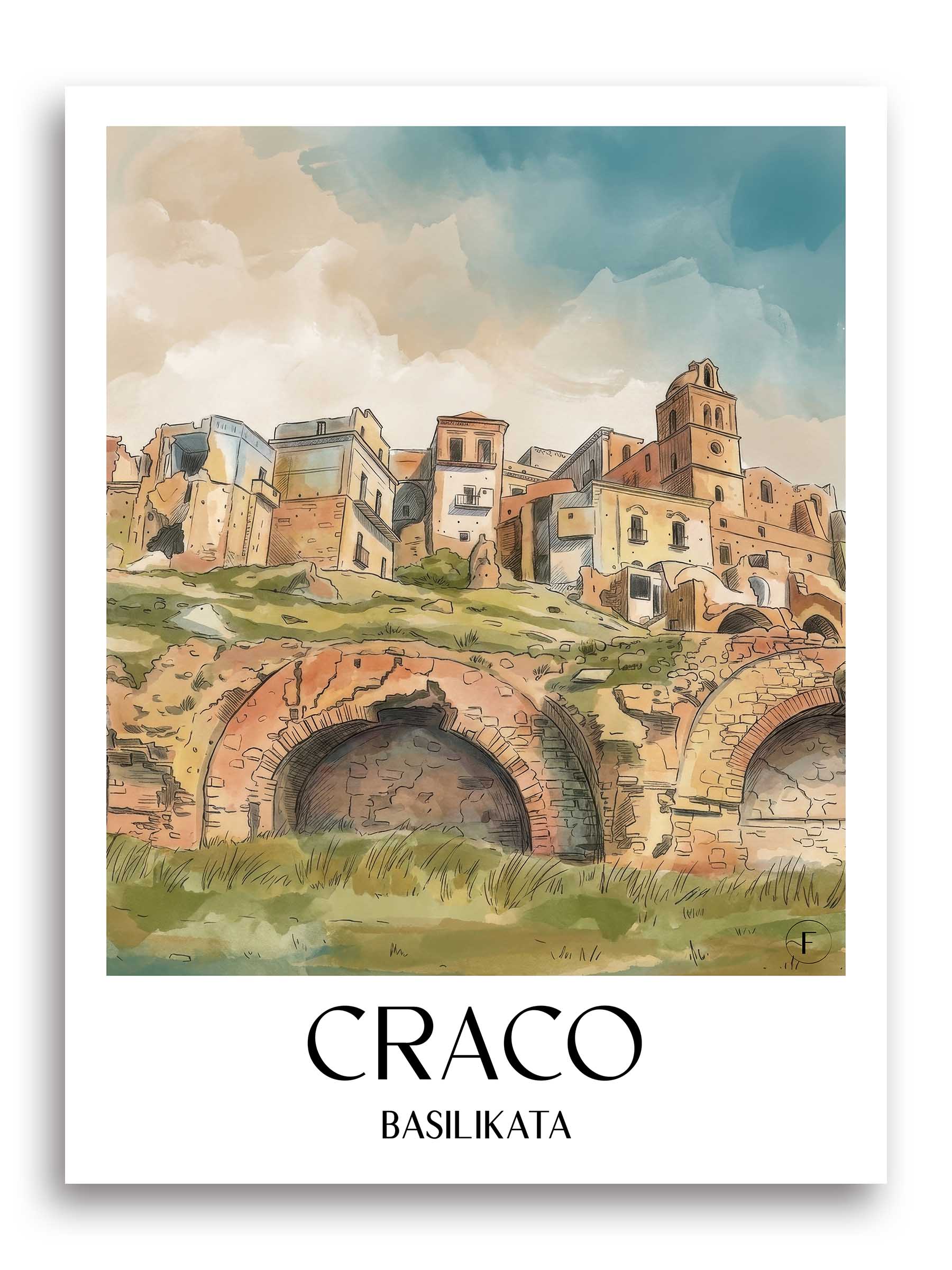 craco-basilikata-italien-poster-aquarell