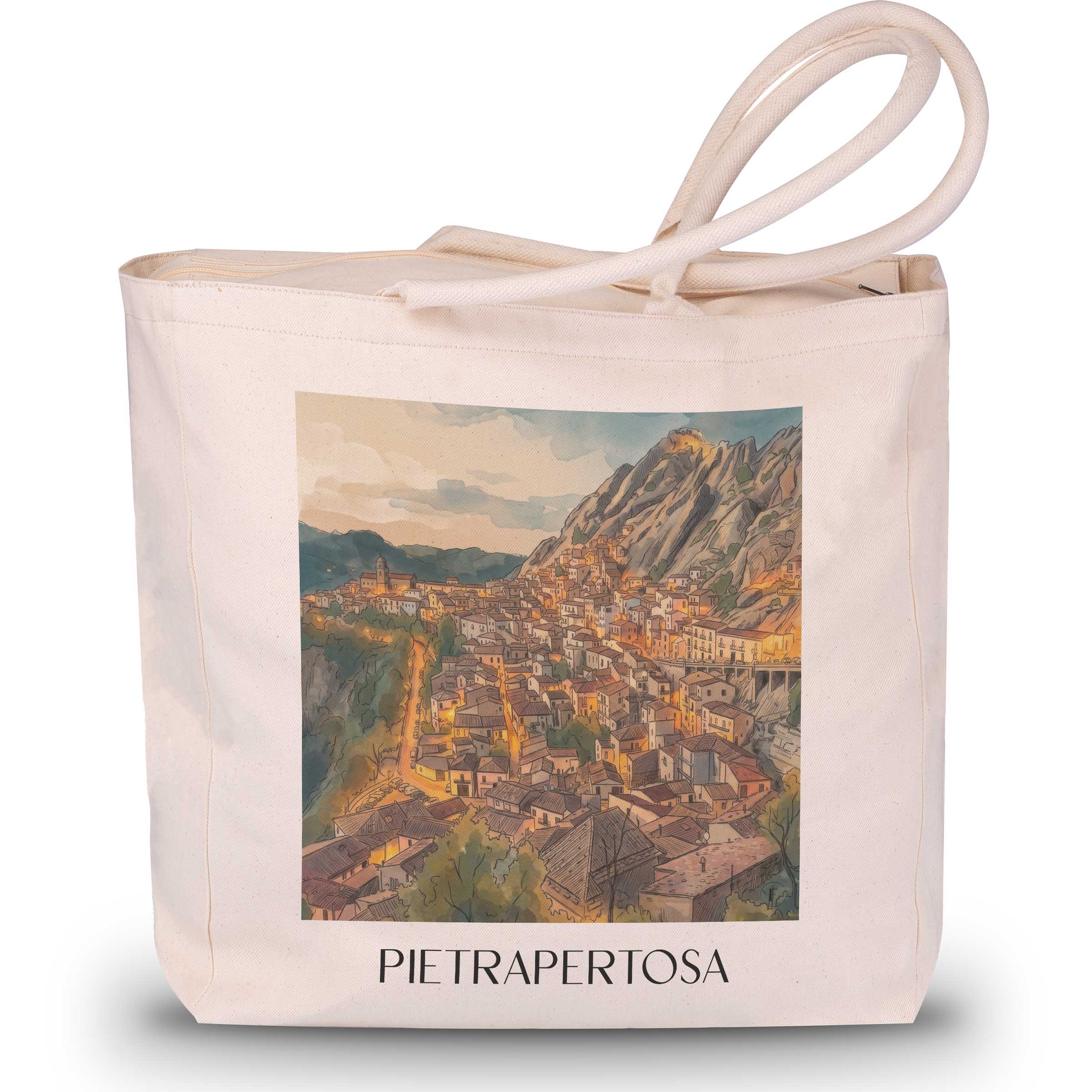Pietrapertosa Shopping Tasche - Basilikata - Italien Tote Bag - Einkaufstasche im Aquarell Stil