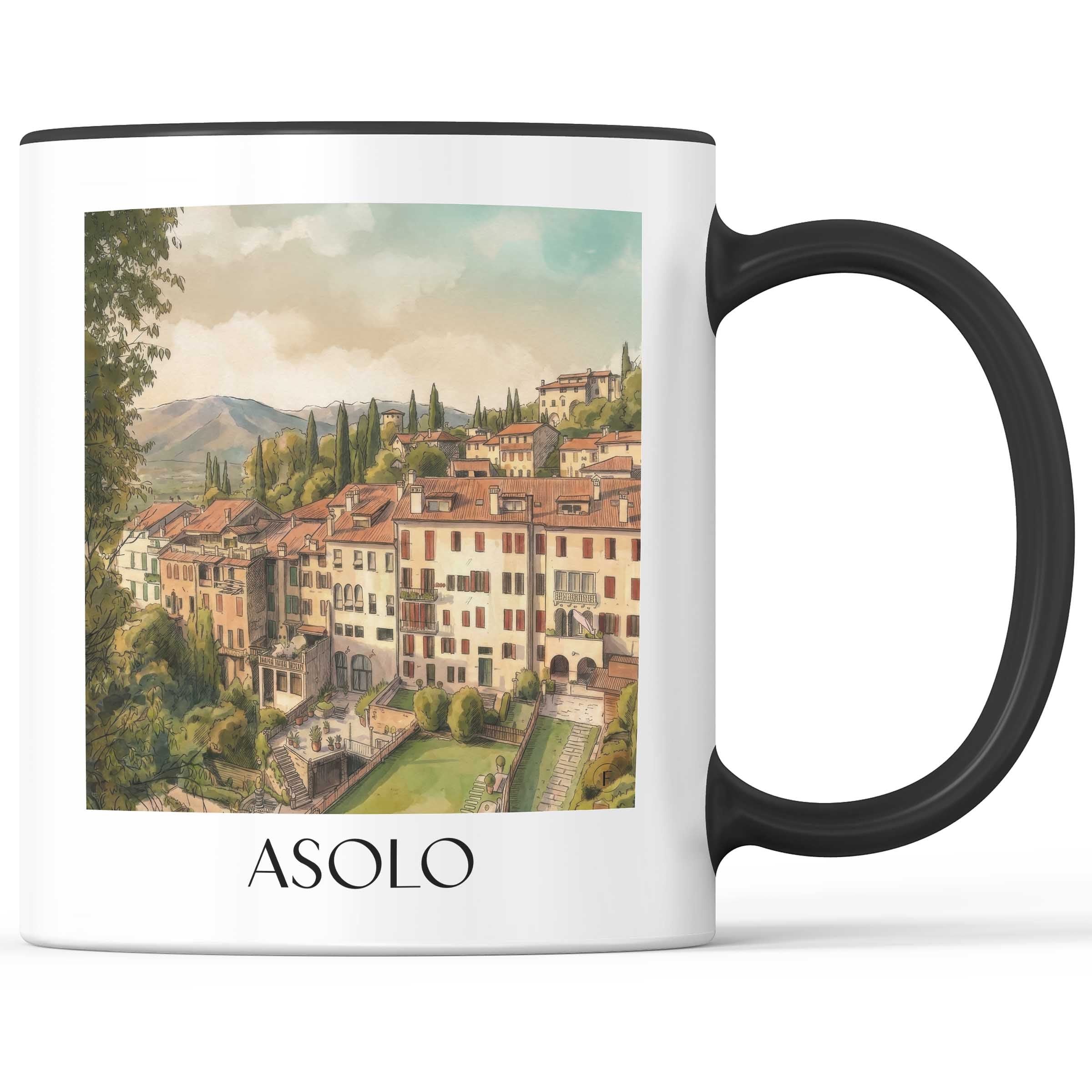 Asolo Kaffeebecher - Venetien - Italien Becher - Kaffeetasse im Aquarell Stil