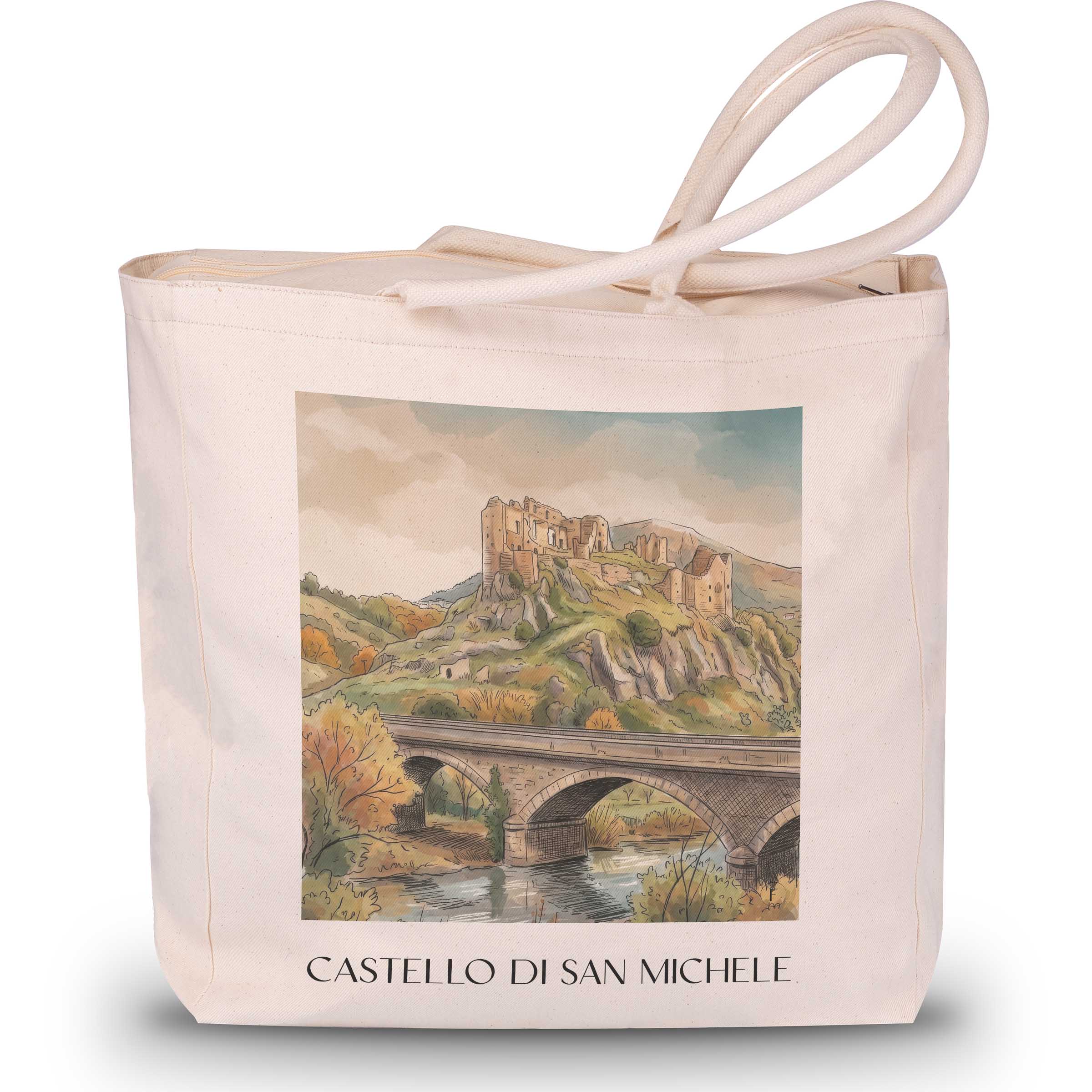 castello-di-san-michele-santa-maria-del-cedro-italien-einkaufstasche-aquarell
