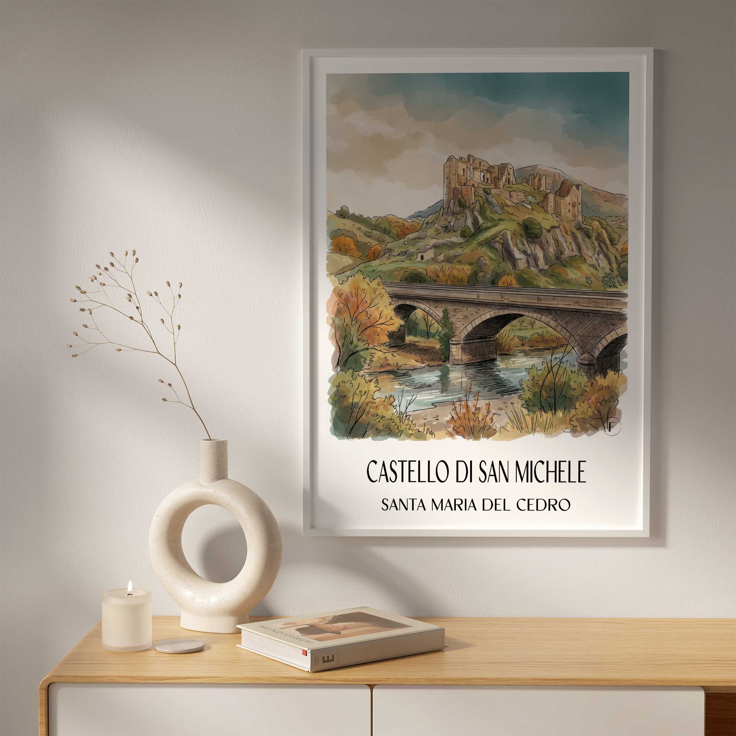 castello-di-san-michele-santa-maria-del-cedro-italien-poster-aquarell