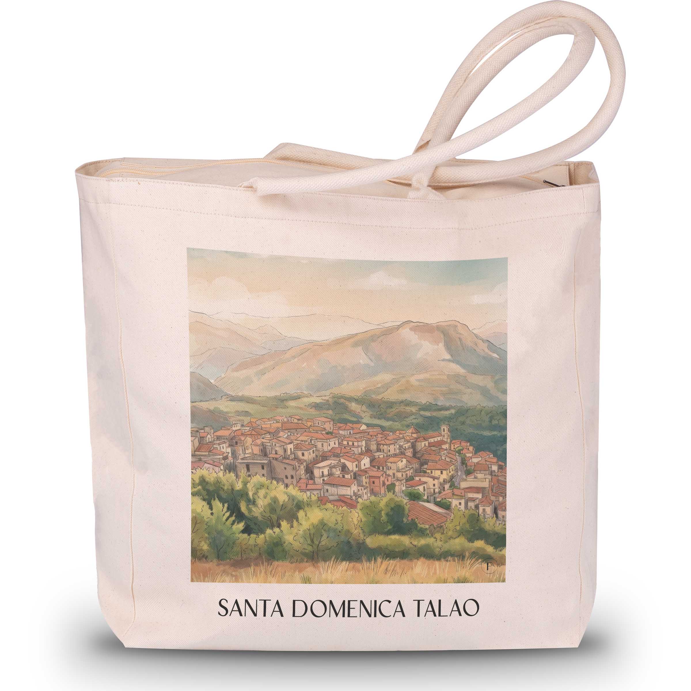 Santa Domenica Talao Shopping Tasche - Kalabrien - Italien Tote Bag - Einkaufstasche im Aquarell Stil